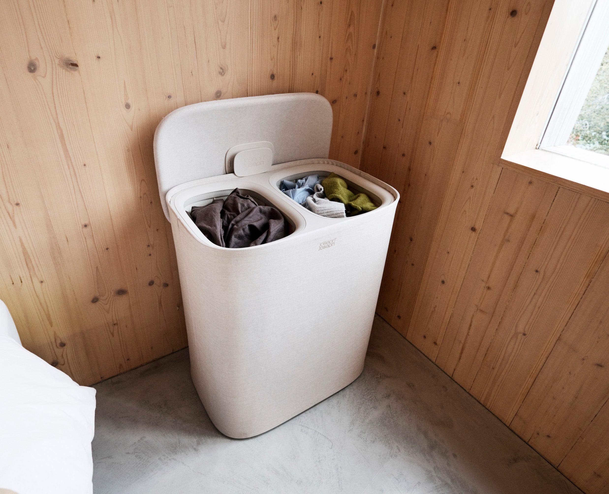 Tota 2 Twin 90L Pale Mushroom Laundry Separation Basket - Image 3