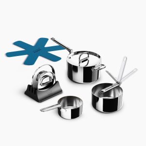Space Steel Folding Handle 6-Piece Saucepan Set