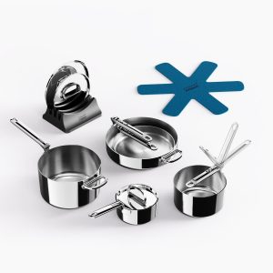 Space Steel Folding Handle 8-Piece Cookware Set