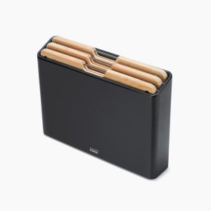 Folio Steel 3-Piece Bamboo Cutting Board Set With Black Stainless-Steel Case