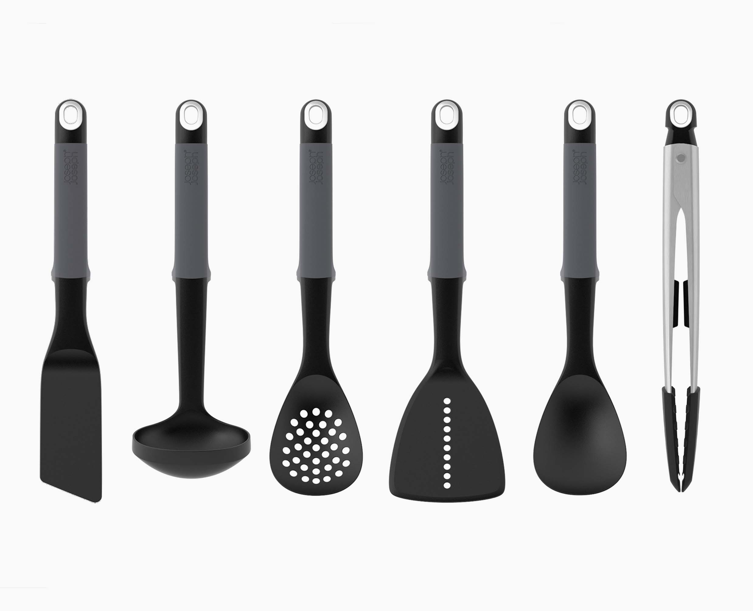 Elevate 6-piece Gray Utensils Carousel Set with Tongs - Image 4