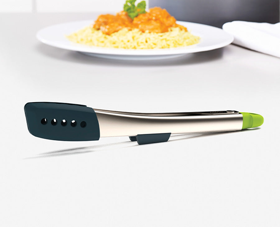 Elevate Gray Silicone Steel Tongs - Image 2