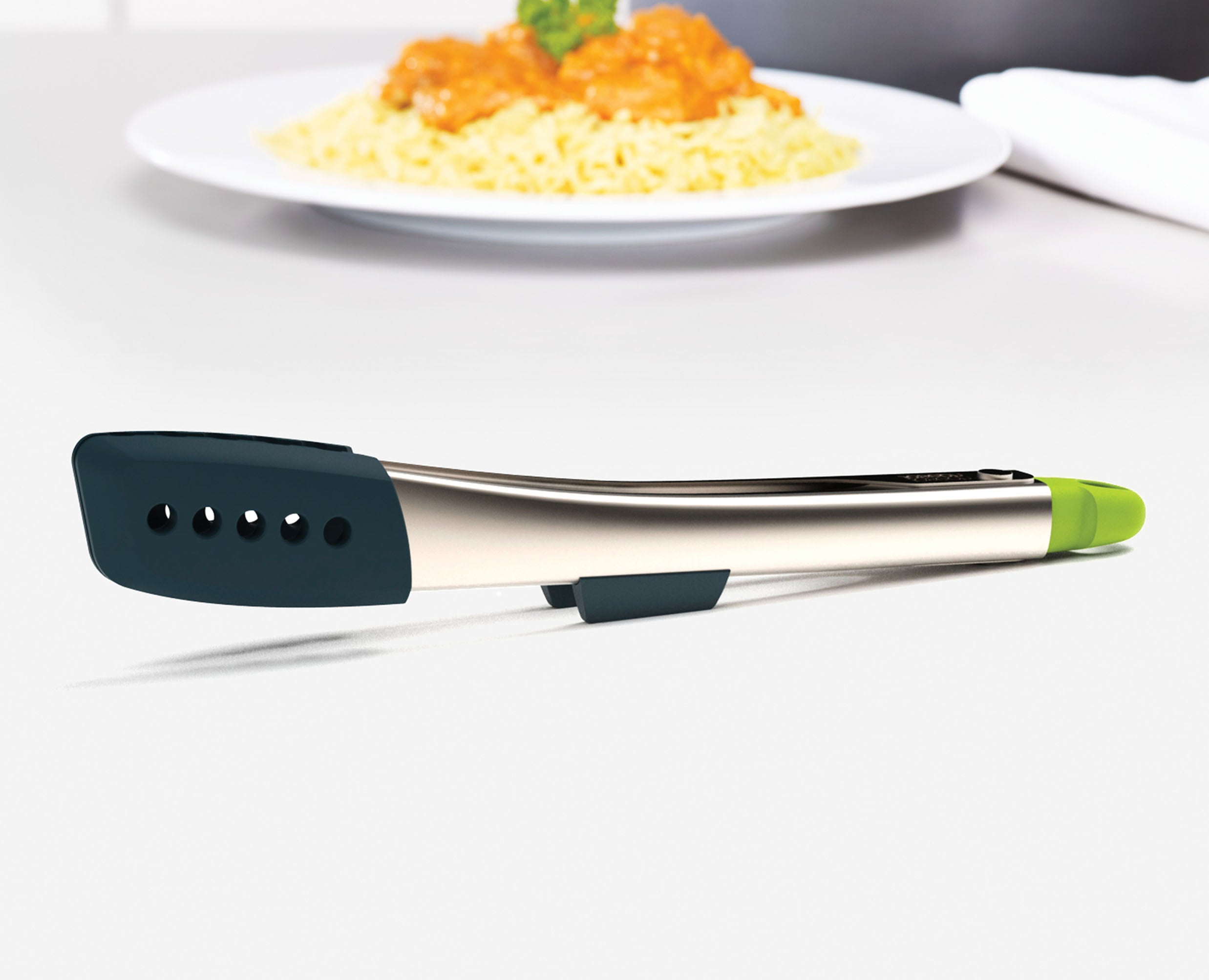Elevate Gray Silicone Steel Tongs - Image 3