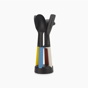 Elevate  Slim 4-piece Multicolor Utensil Set with Storage Stand