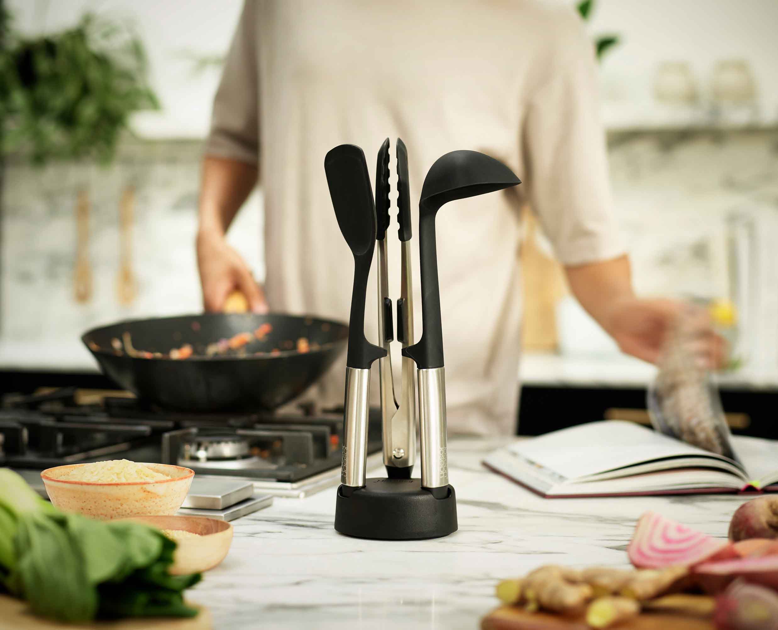 Elevate Fusion 3-piece Stainless-steel Utensil Set with Compact Stand - Image 3