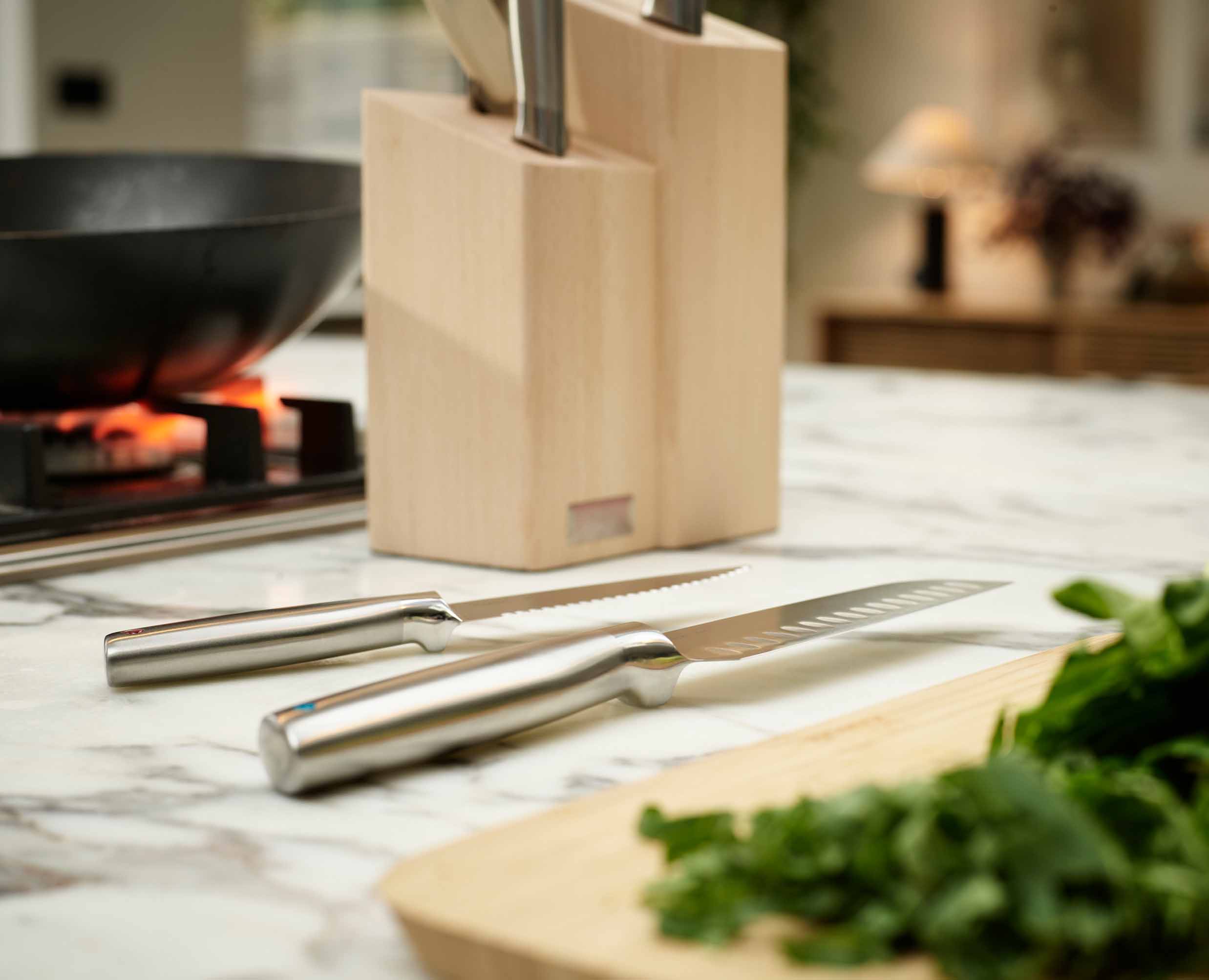 Elevate Fusion 5-piece Knife & Scissor Set with Beechwood Block - Image 5