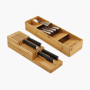 2-piece DrawerStore  Bamboo Cutlery & Knife Organizer Set