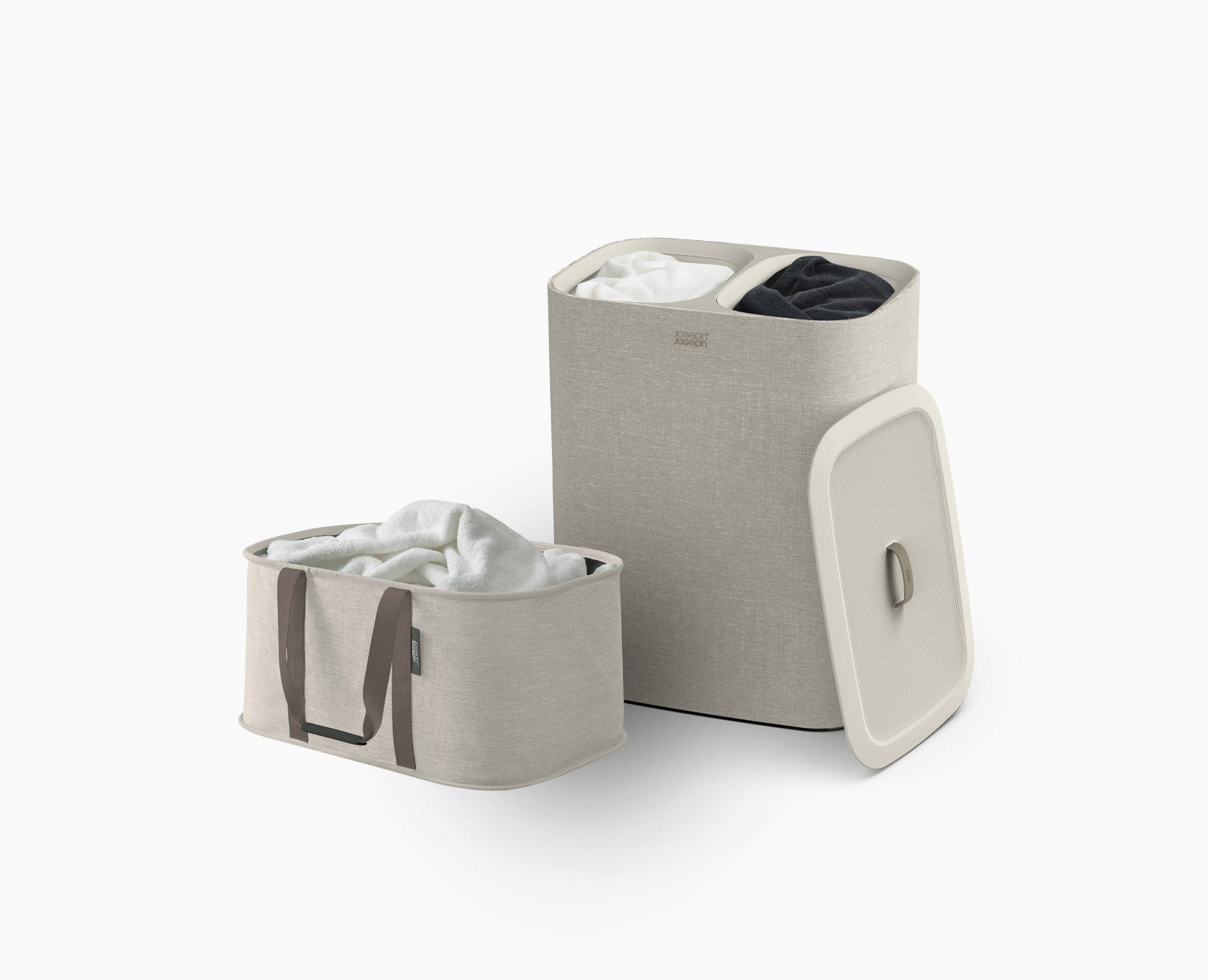2-piece Ecru Tota Twin 90L & Hold-All 35L Laundry Basket Set - Image 3