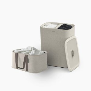 2-piece Ecru Tota Twin 90L & Hold-All  35L Laundry Basket Set