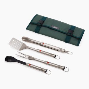 GrillOut  4-Piece Stainless-Steel BBQ Utensil Set with Storage Case