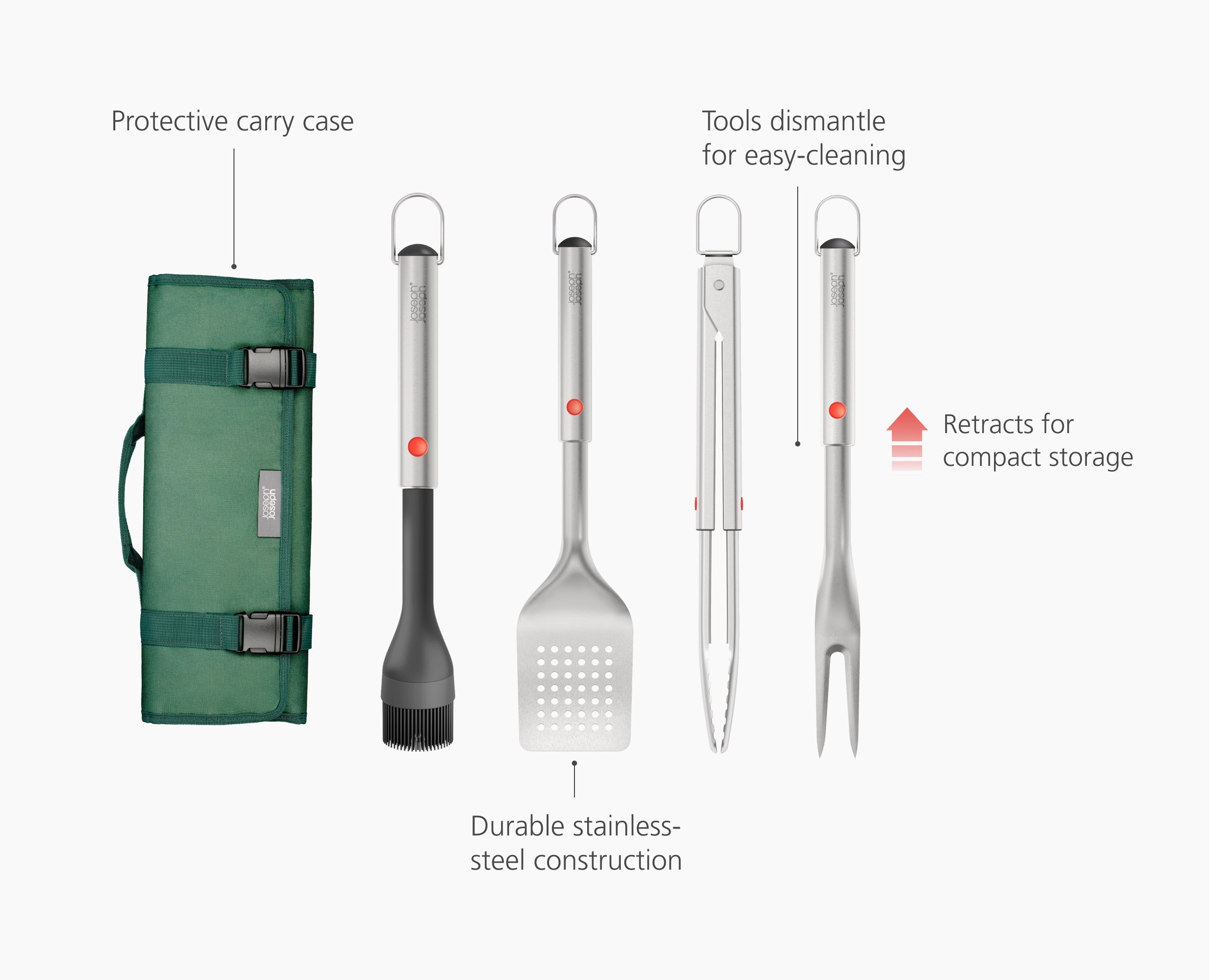 GrillOut 4-Piece Stainless-Steel BBQ Utensil Set with Storage Case - Image 6