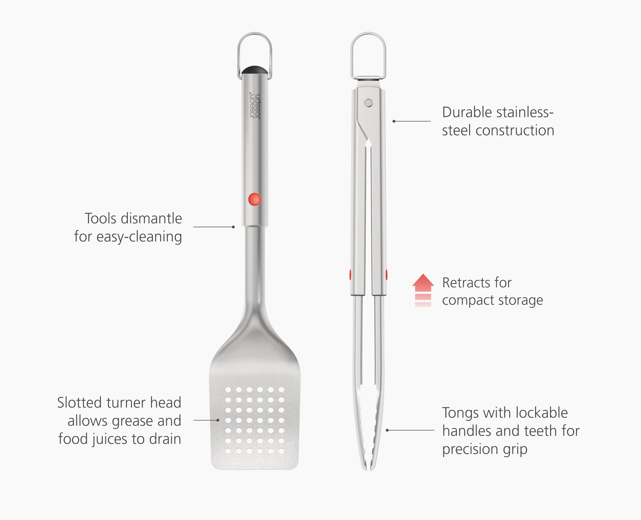 GrillOut 2-Piece Stainless-Steel BBQ Turner & Tongs Set - Image 8