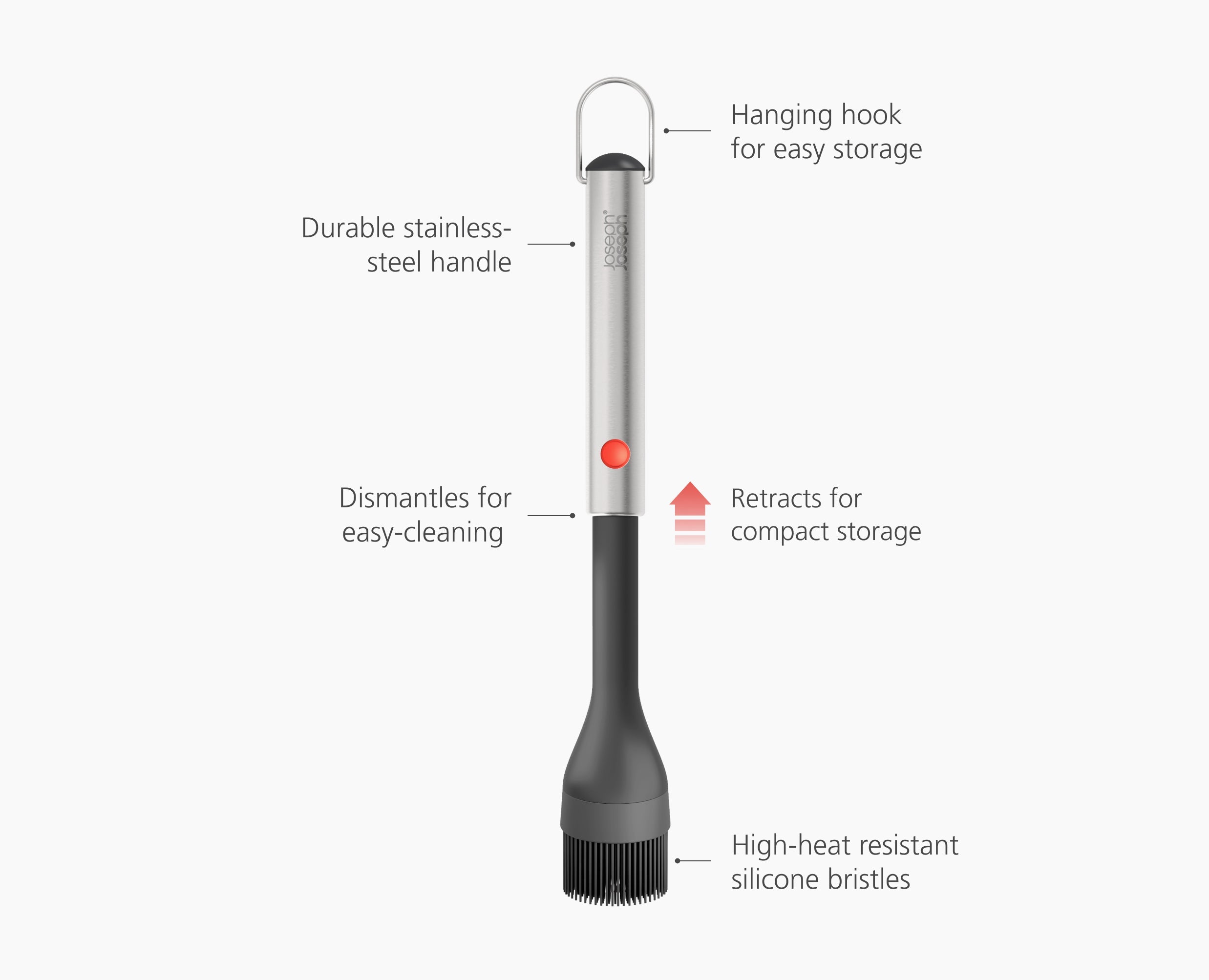 GrillOut Black BBQ Silicone Basting Brush with Extending Handle - Image 6