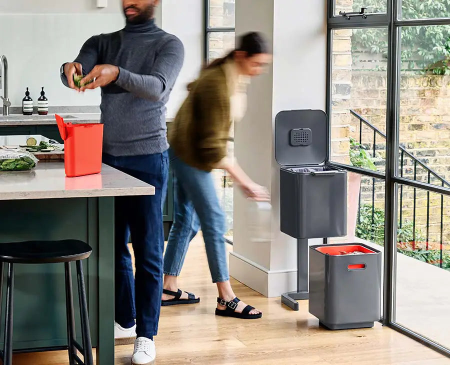 Totem Compact 40L Gray Waste & Recycling Trash Can - Image 2