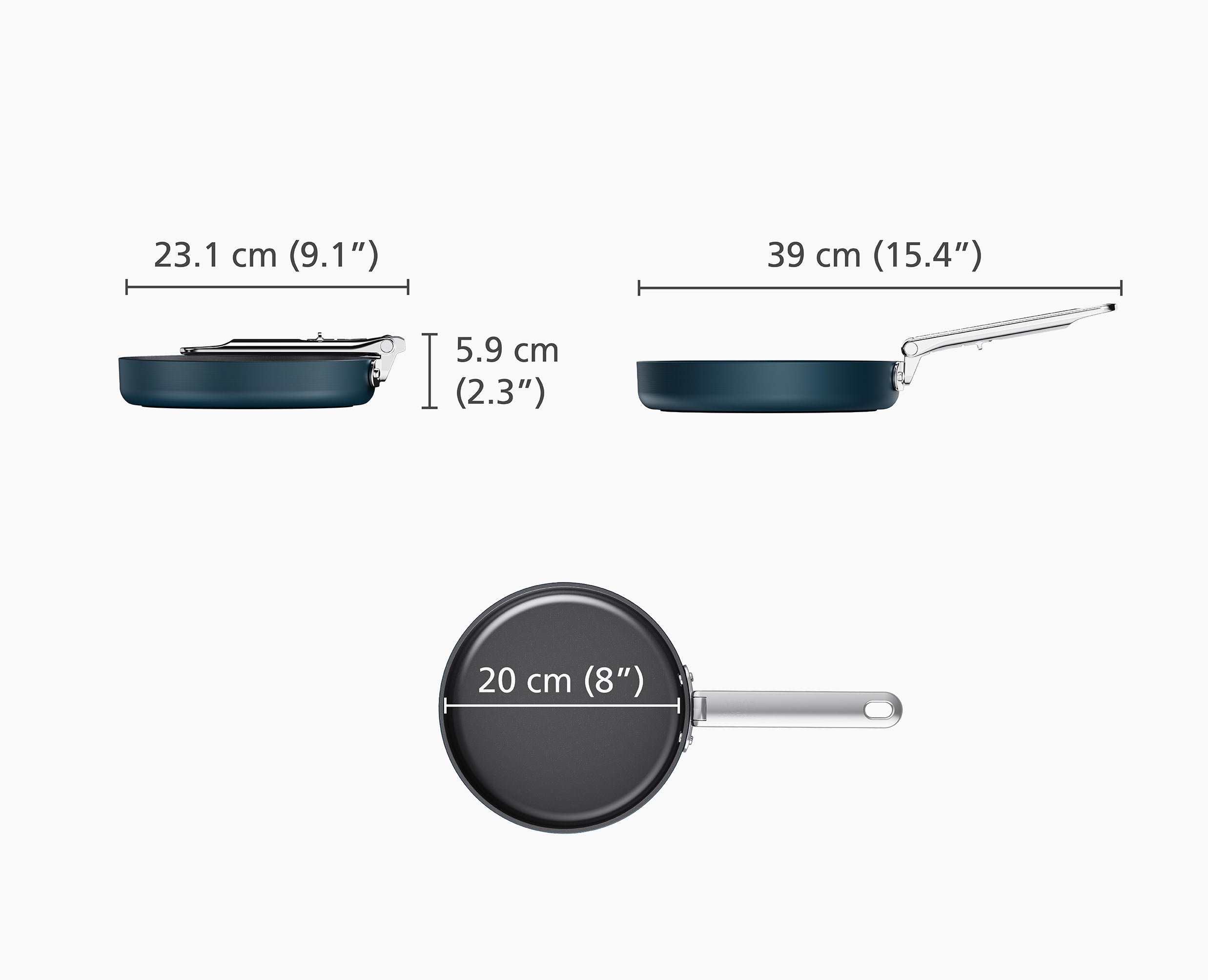 Space Folding Handle Ceramic Non-stick 8 Blue Frying Pan - Image 6