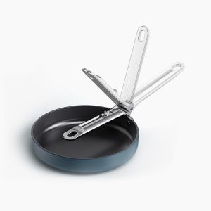 Space Folding Handle Ceramic Non-stick 8 Blue Frying Pan