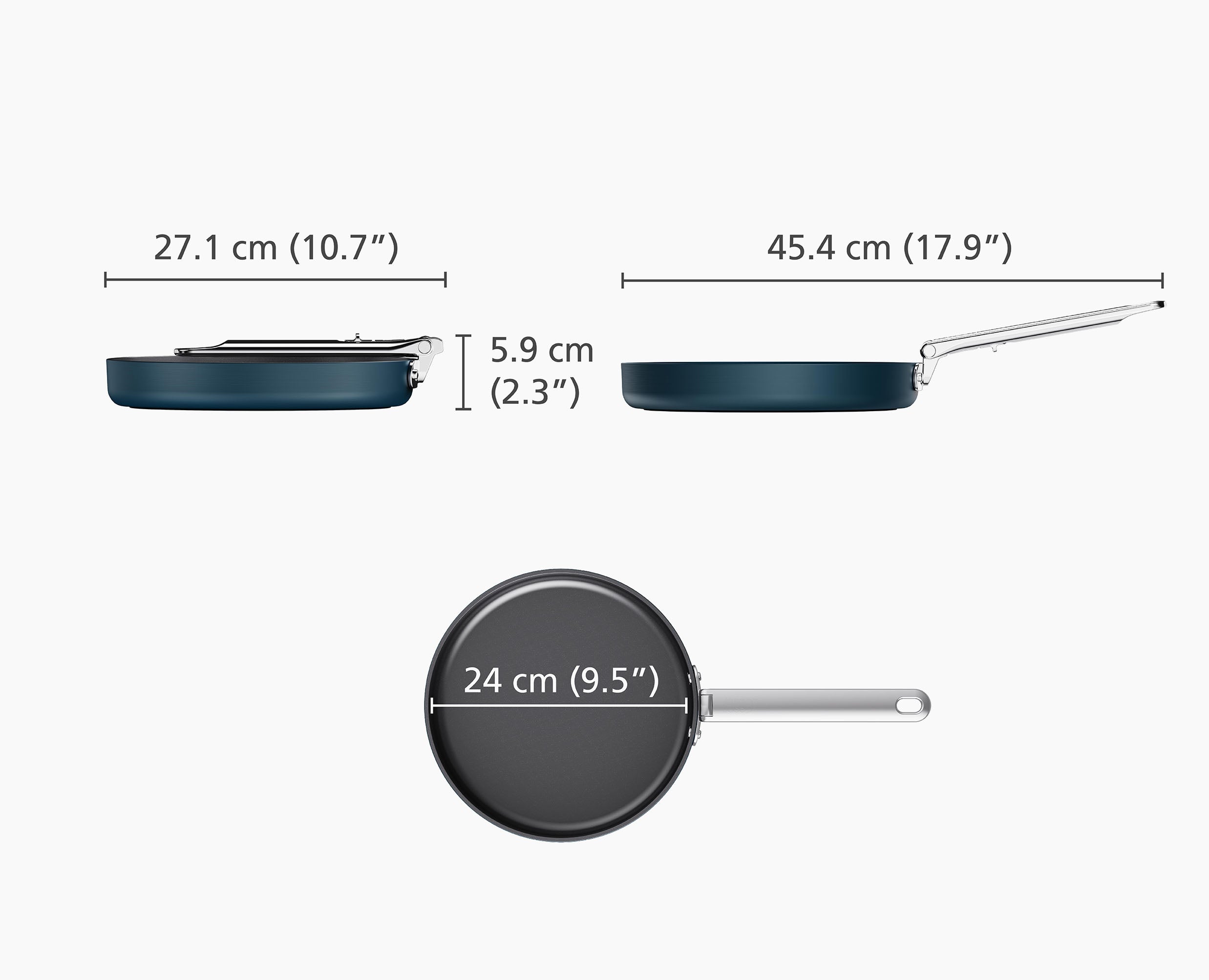 Space Folding Handle Ceramic Non-stick 9.5 Blue Frying Pan - Image 6