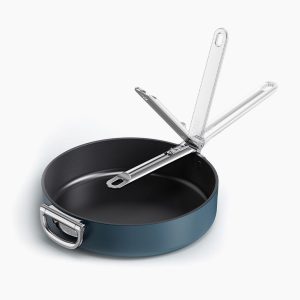 Space Folding Handle Ceramic Non-stick 3.8 Qt. Blue Saut?? Pan