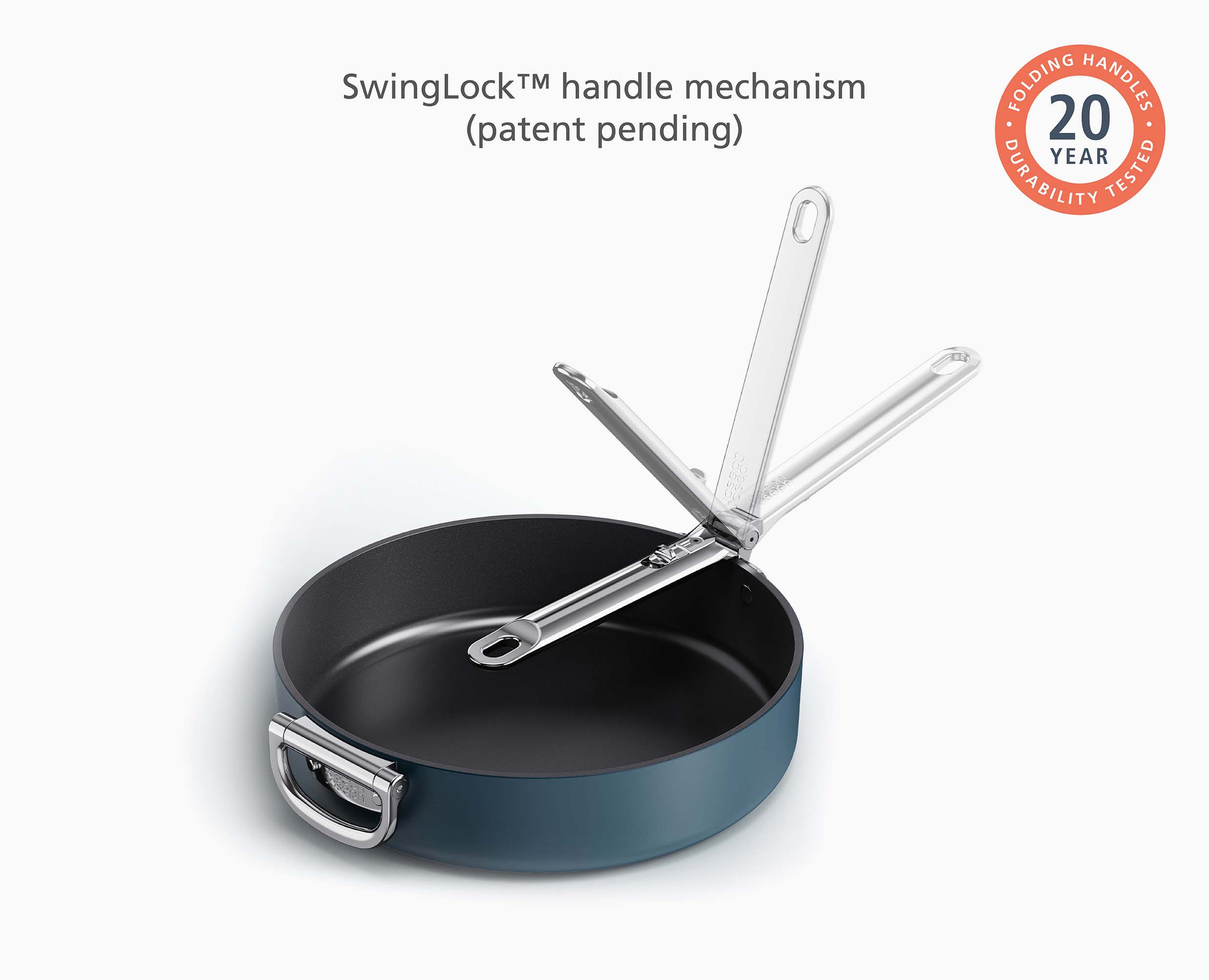 Space Folding Handle Ceramic Non-stick 3.5 Qt. Blue Saut?? Pan & Lid - Image 5