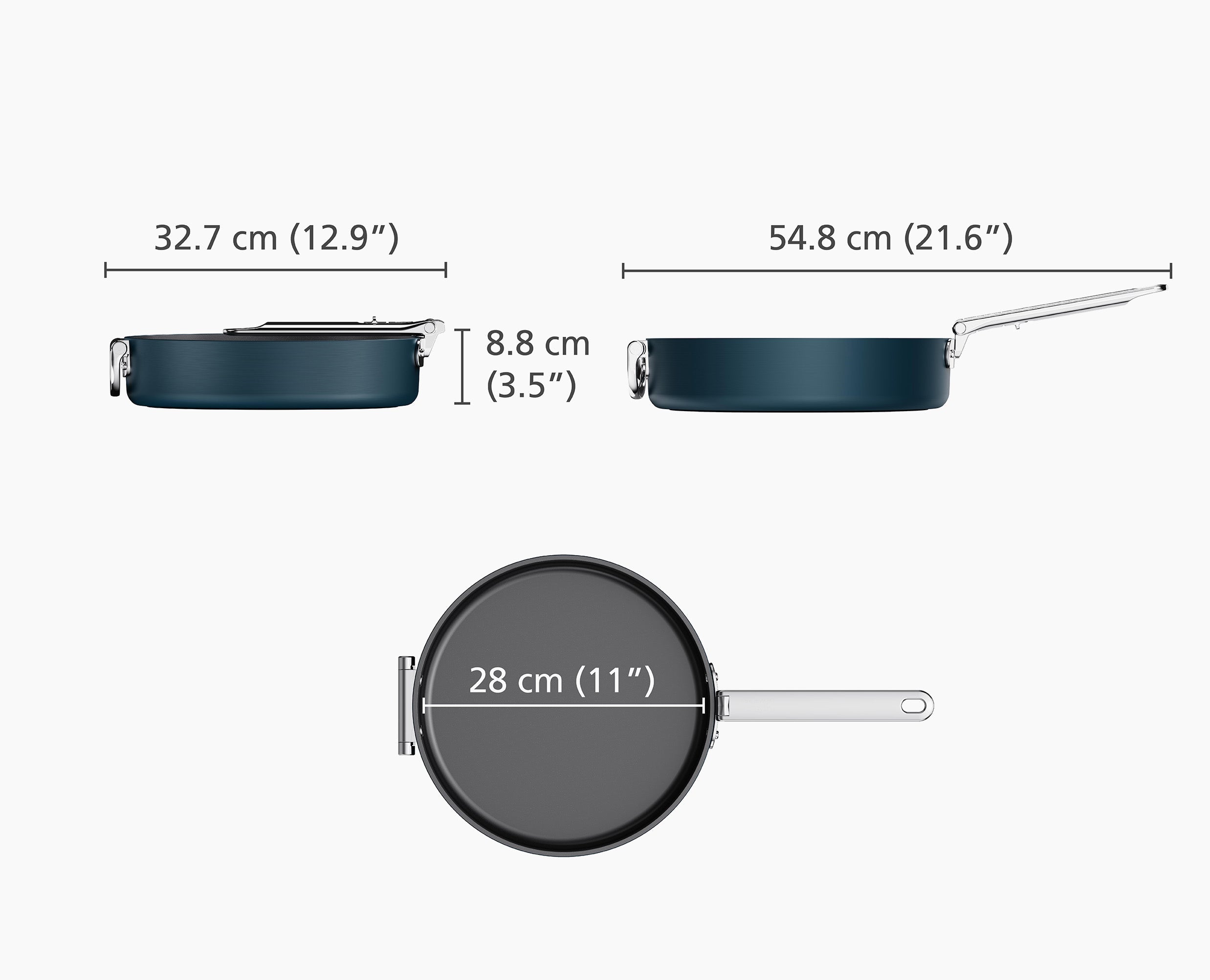 Space Folding Handle Ceramic Non-stick 3.8 Qt. Blue Saut?? Pan - Image 6