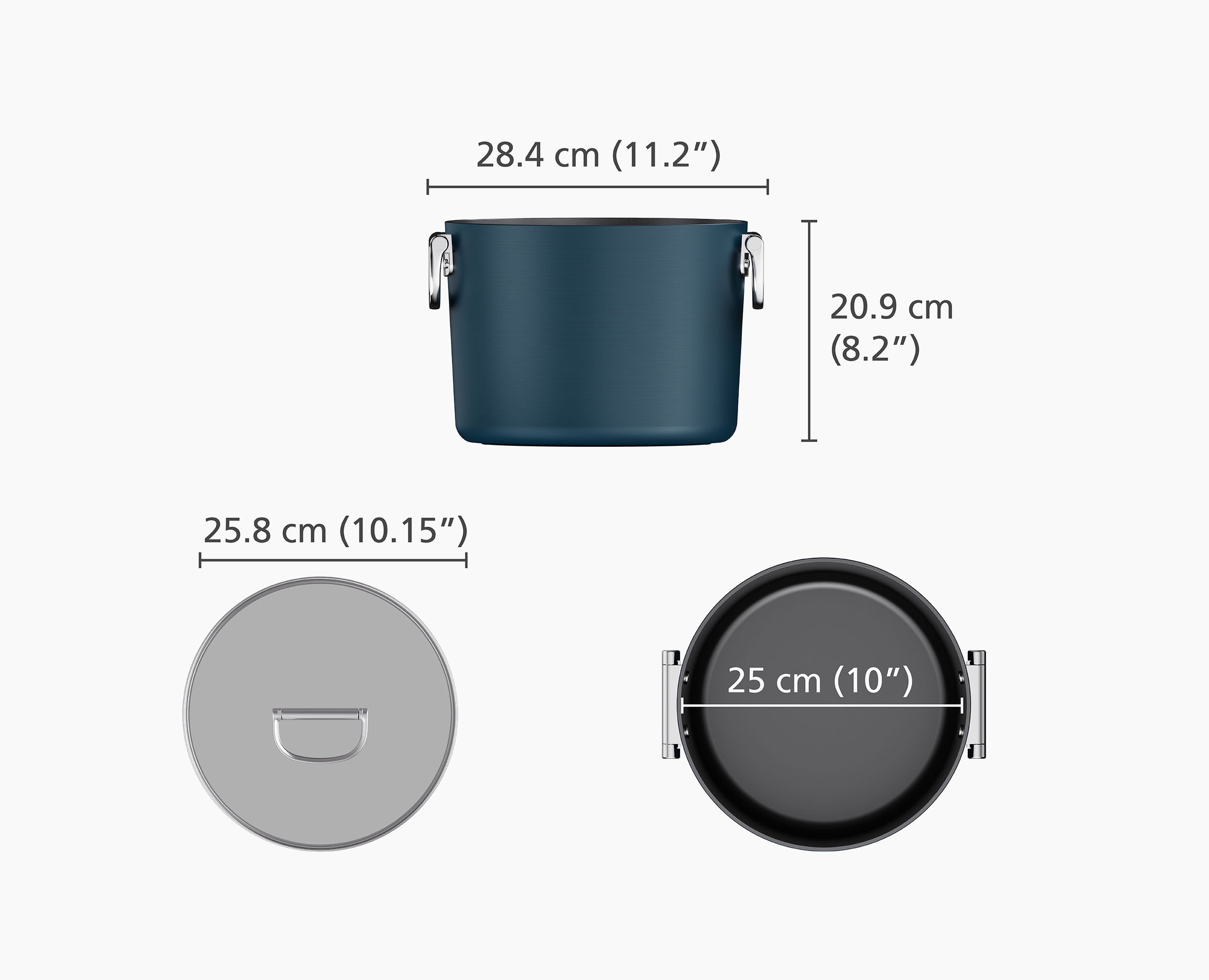 Space Folding Handle Ceramic Non-stick 8.5 Qt. Blue Stock Pot & Lid - Image 6