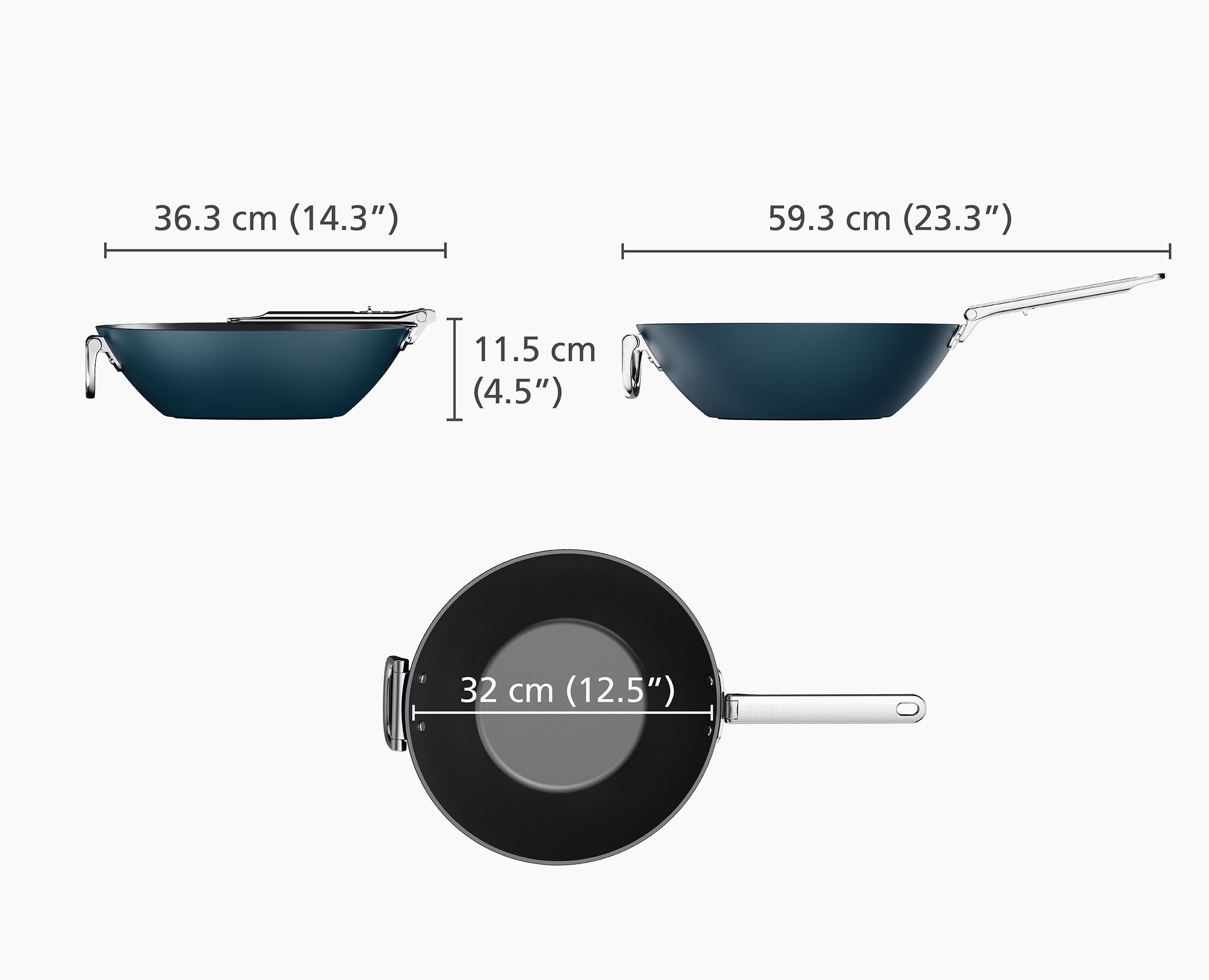 Space Folding Handle Ceramic Non-stick 12.5 Blue Wok - Image 6