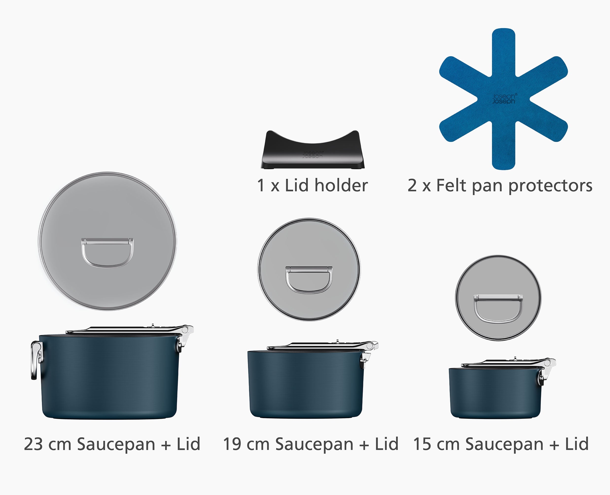 Space Folding Handle Ceramic Non-stick 6-piece Blue Saucepan Set - Image 6