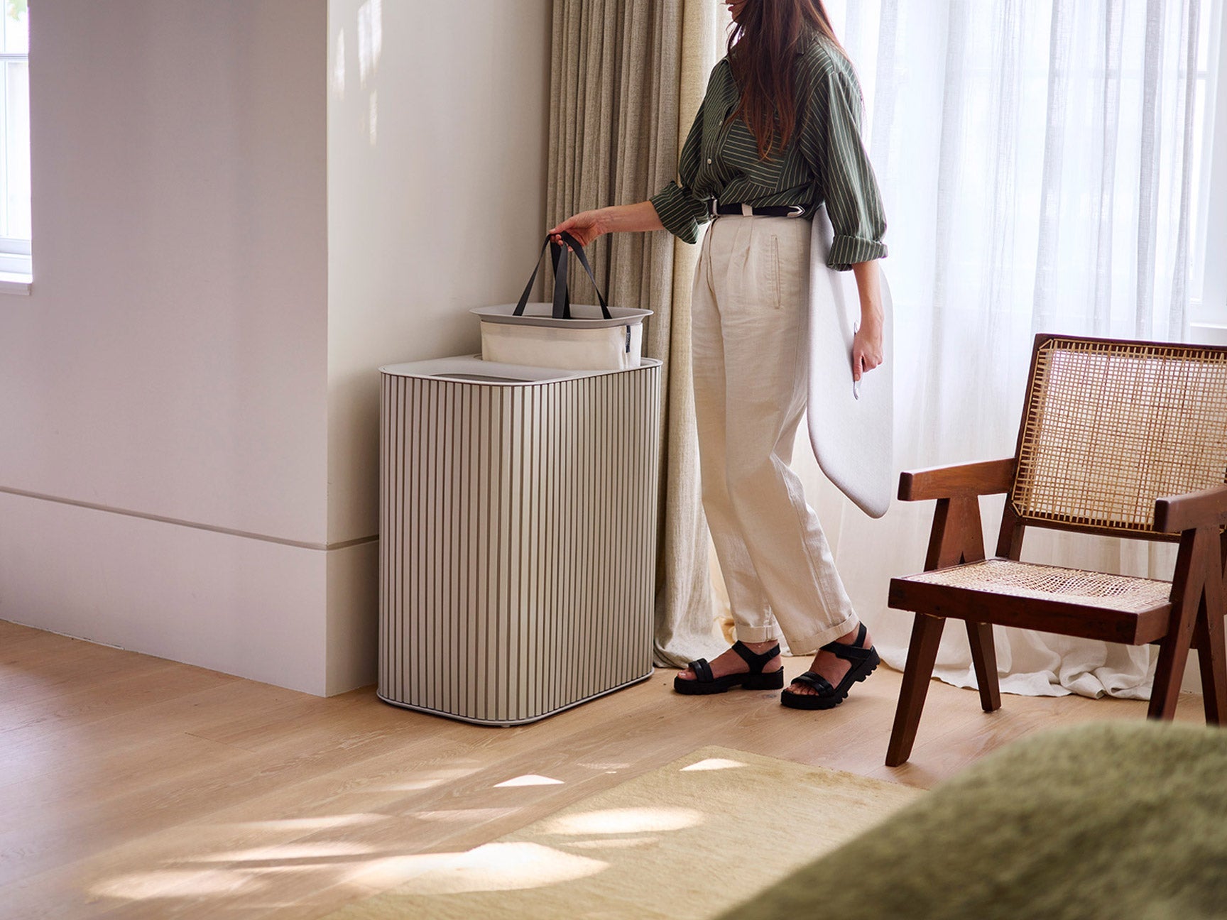 Tota Twin Luxe 90L Ecru Laundry Separation Basket - Image 2
