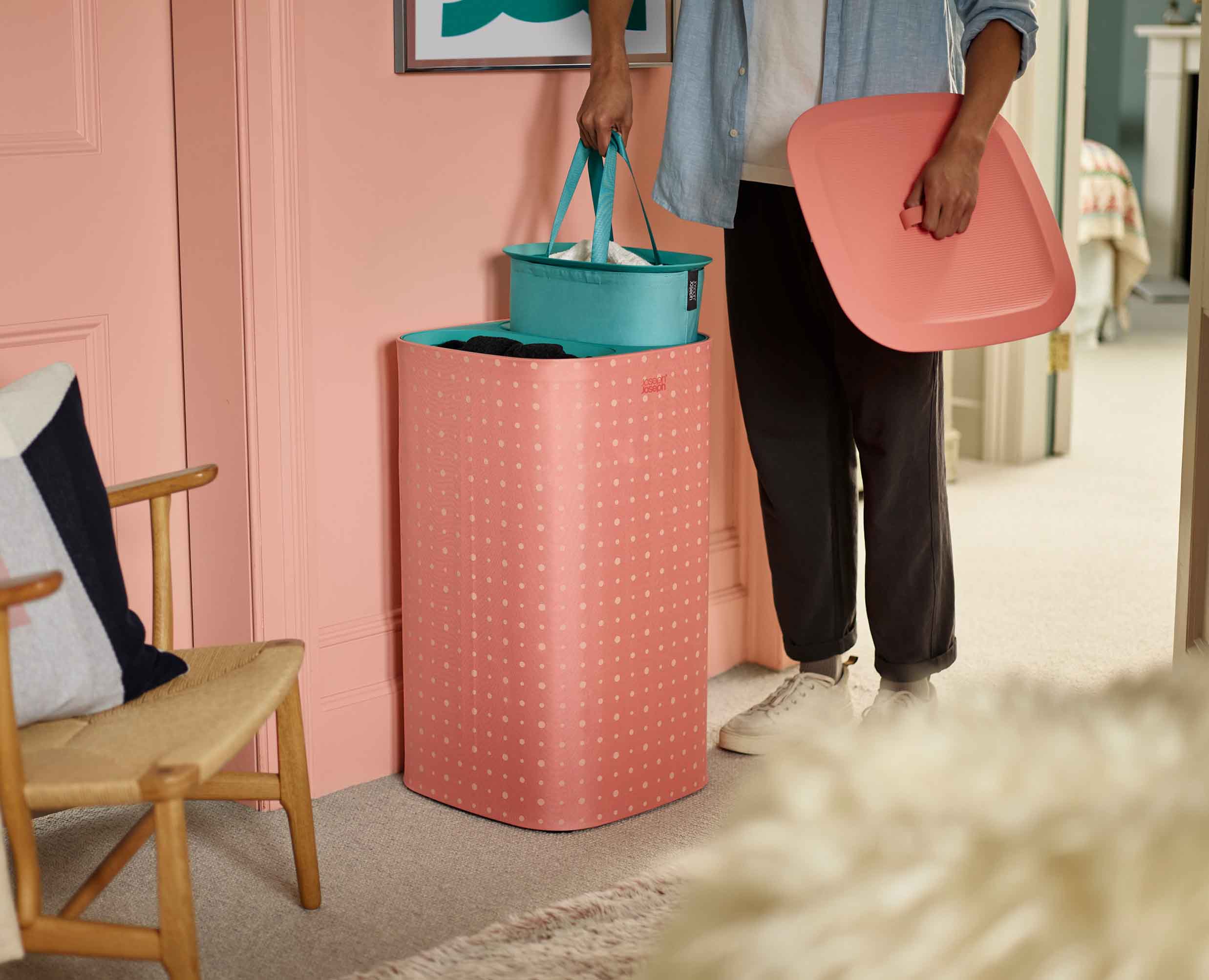 Tota Twin Pop 60L Coral Laundry Separation Basket - Image 3