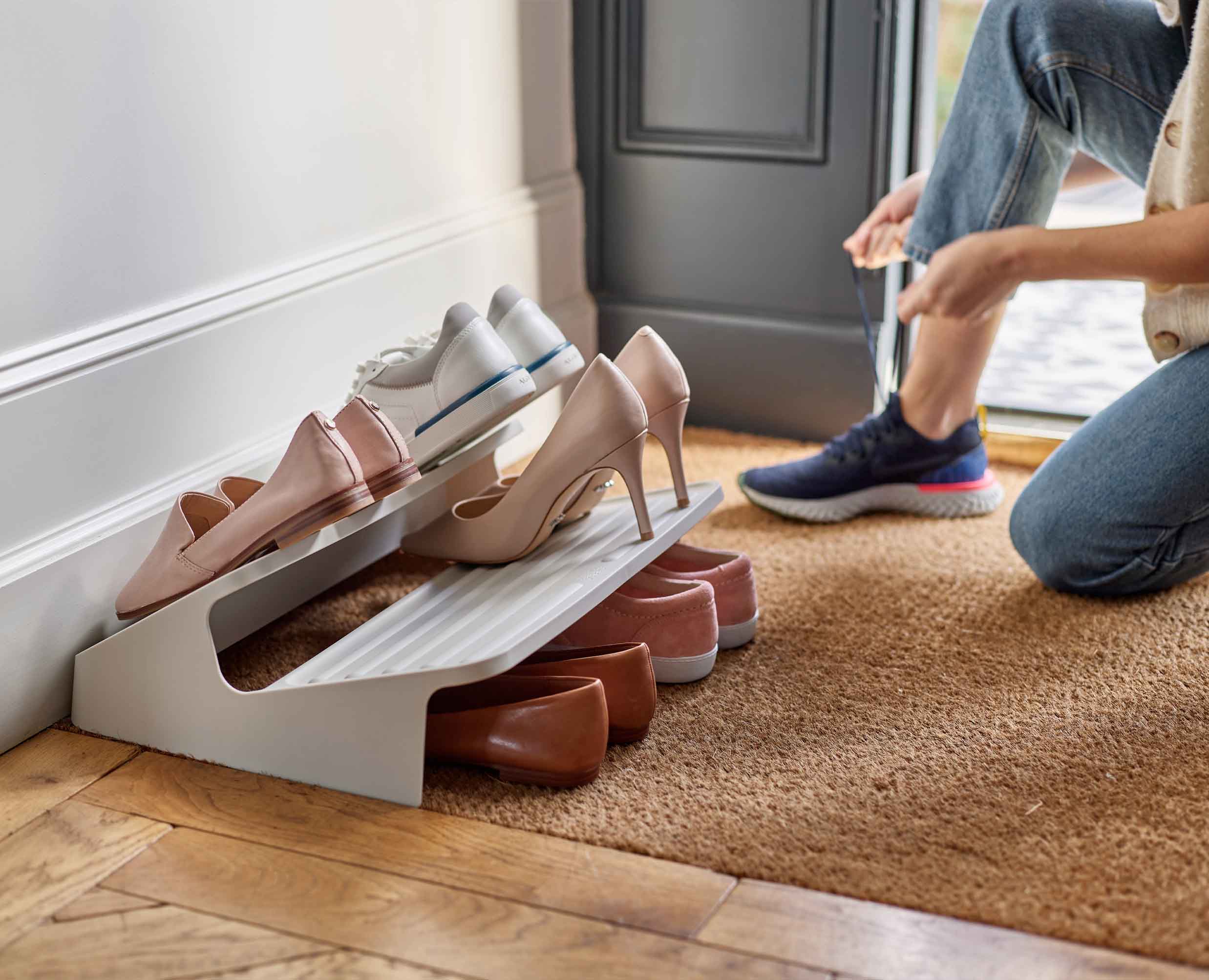 Shoe-In Large Space-saving Ecru Shoe Rack - Image 3