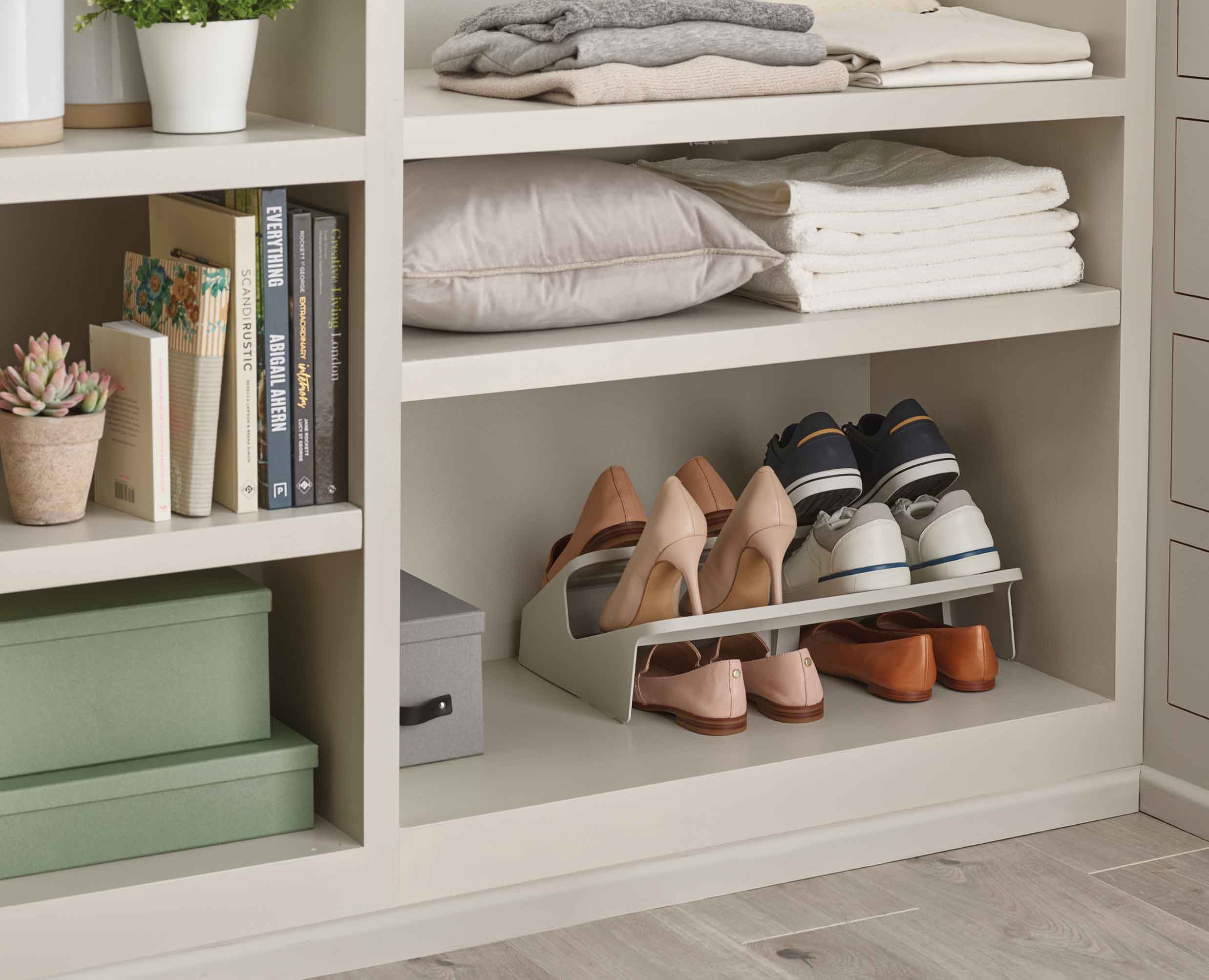 Shoe-In Large Space-saving Ecru Shoe Rack - Image 6