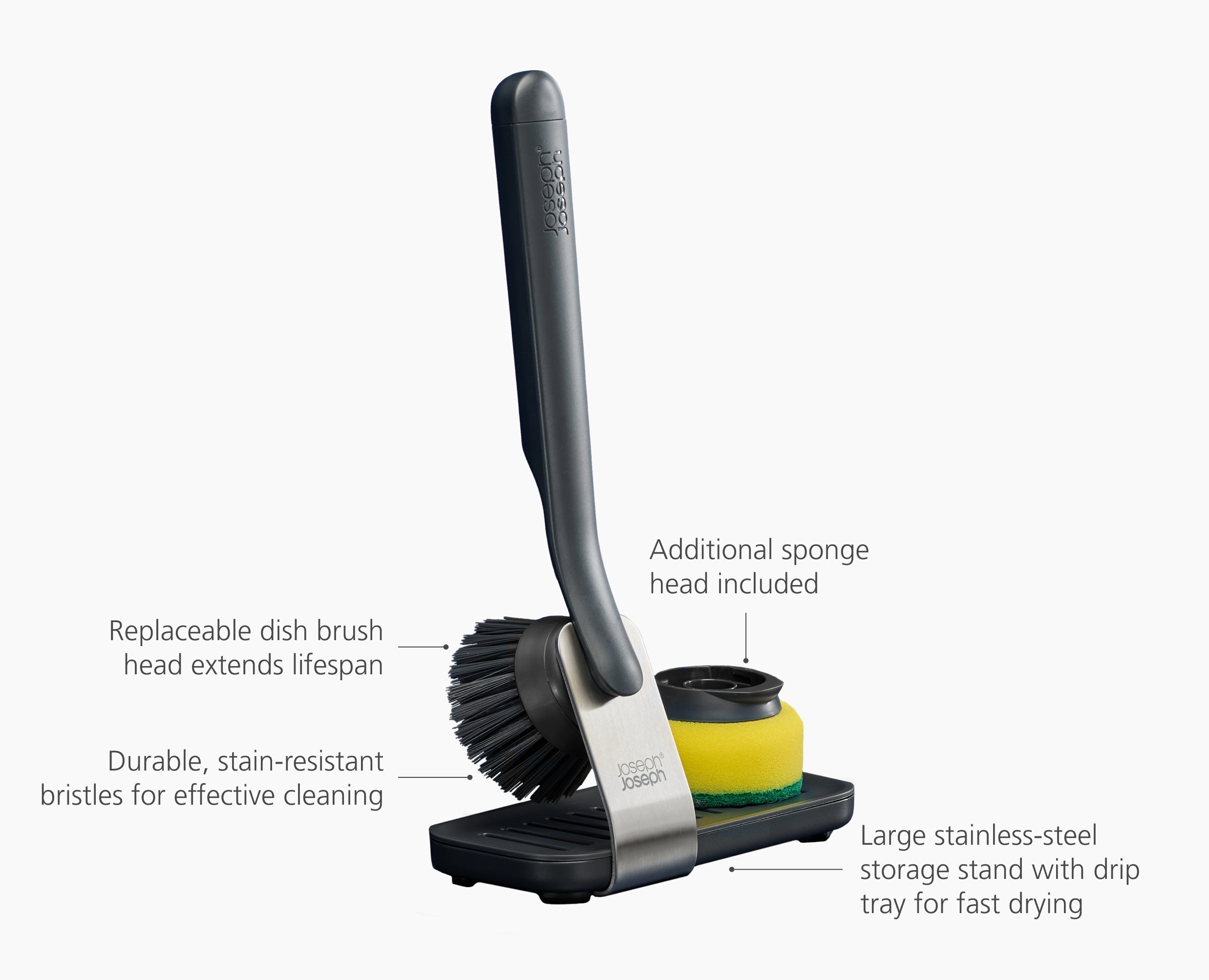 SinkTech Dish Brush & Sponge Set with Steel Stand - Image 6