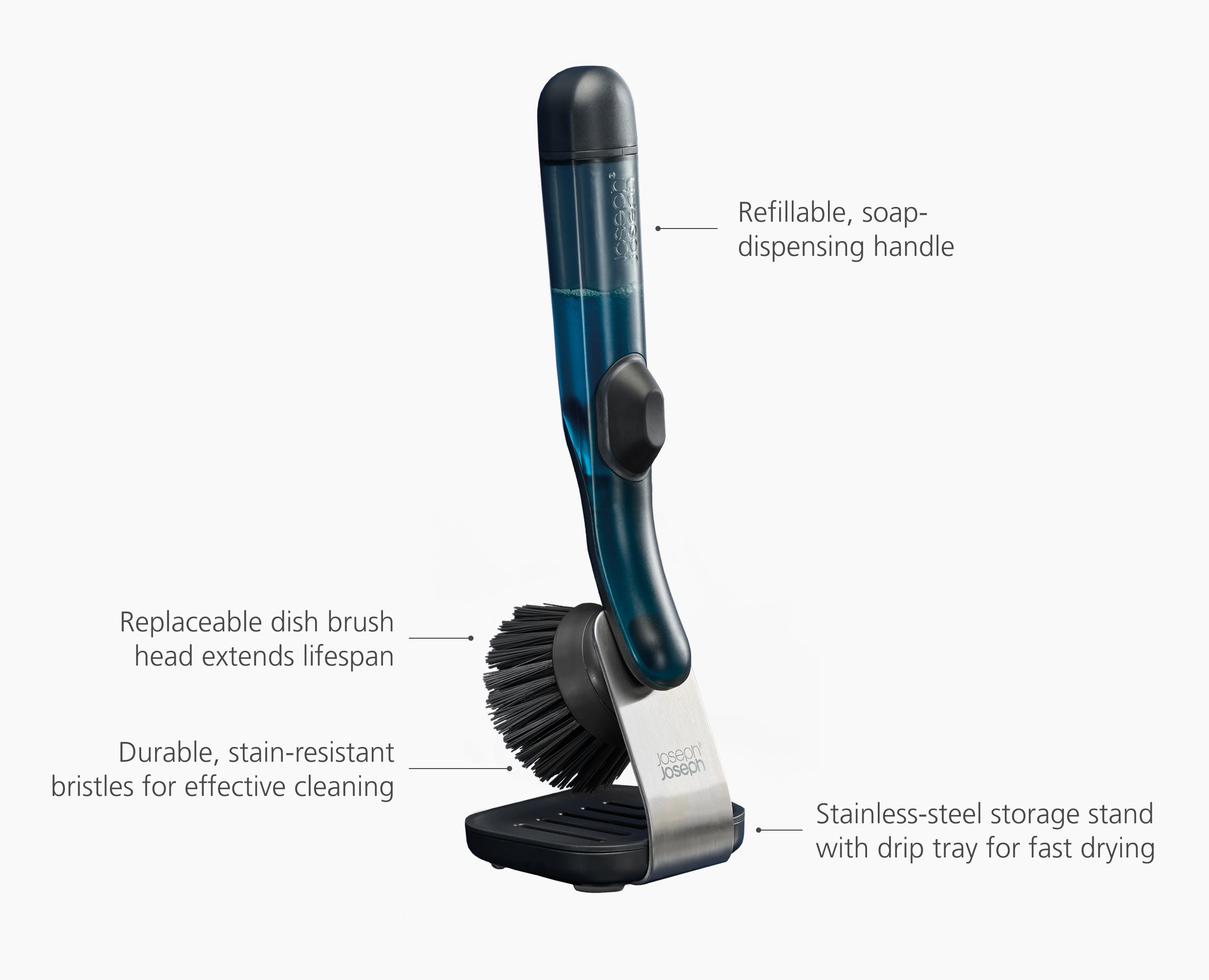 SinkTech Soap Dispensing Dish Brush with Steel Stand - Image 6