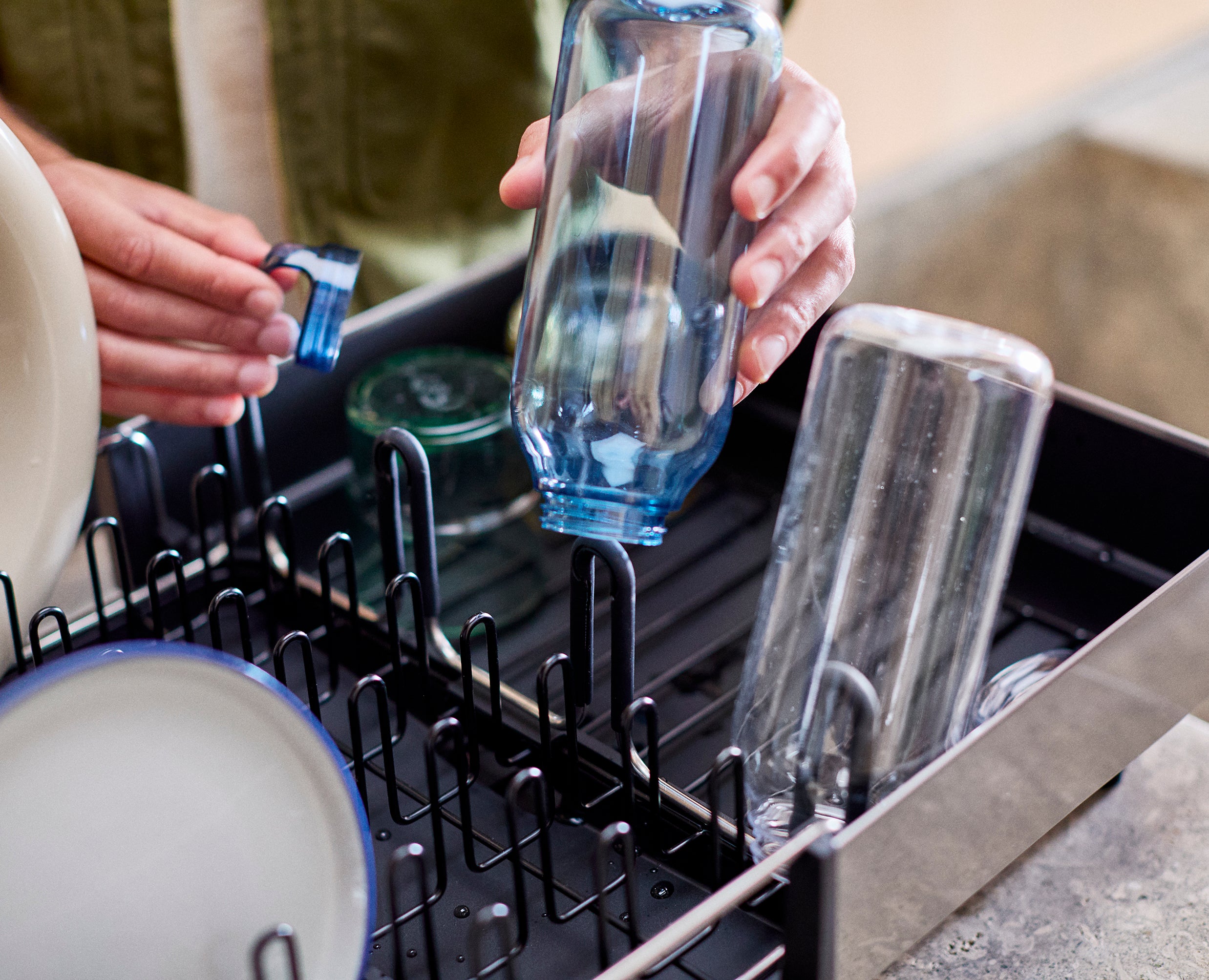 Extend Steel Plus Expandable Black Dish Drainer with Wine Glass Rack - Image 5
