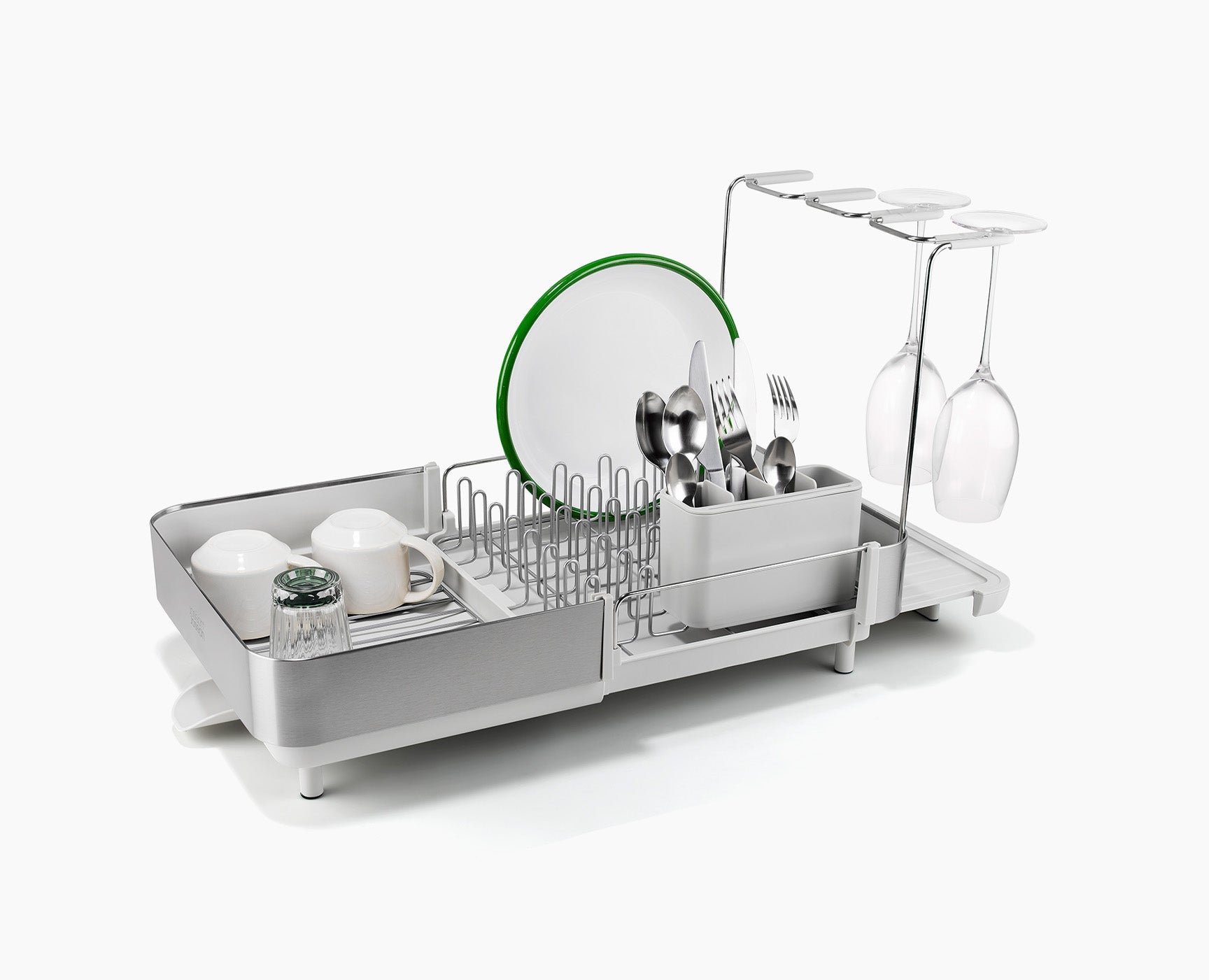 Extend Steel Plus Expandable Stone Dish Drainer with Wine Glass Rack
