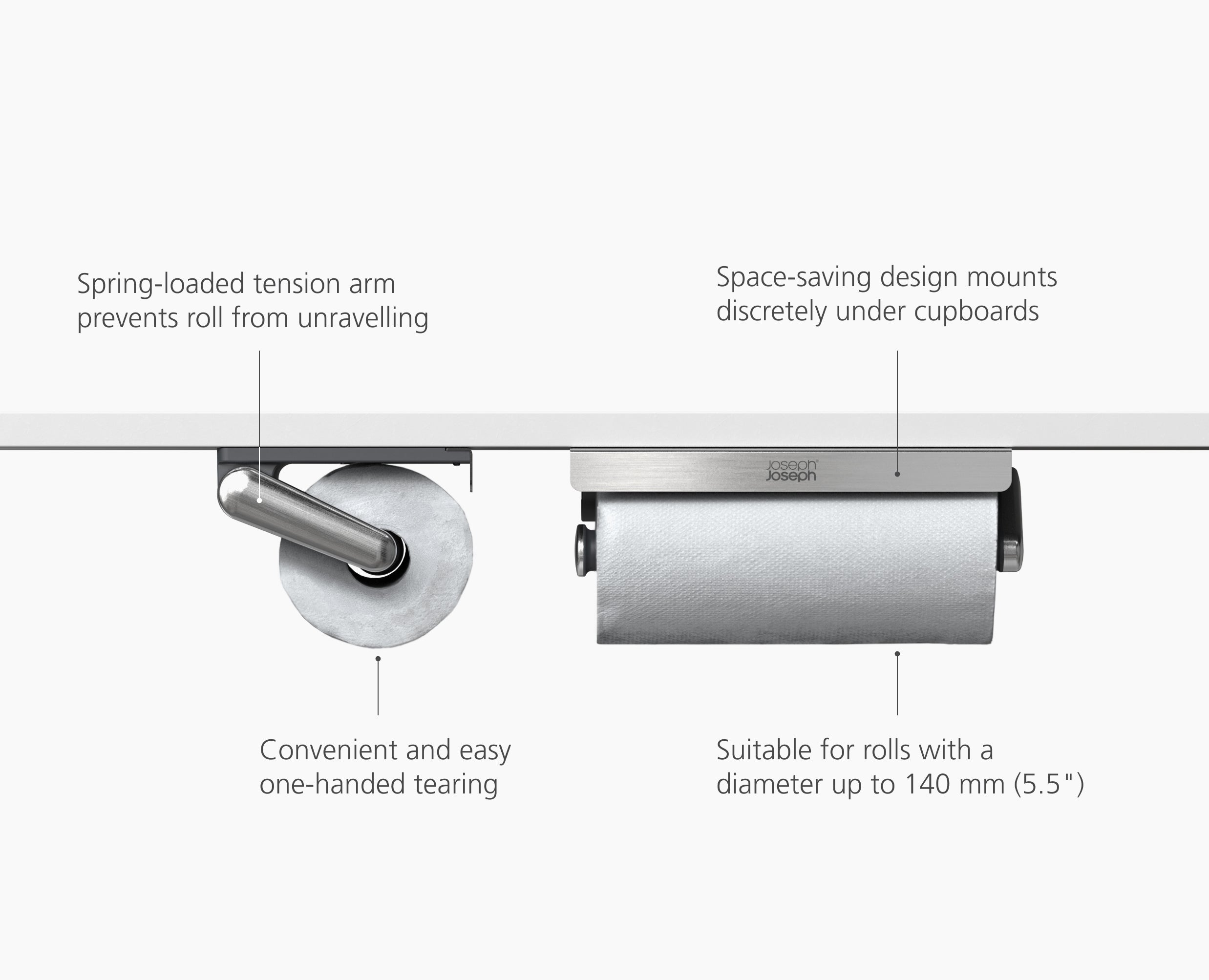 RollGrip Under-Shelf Stainless-Steel Paper Towel Holder - Image 6