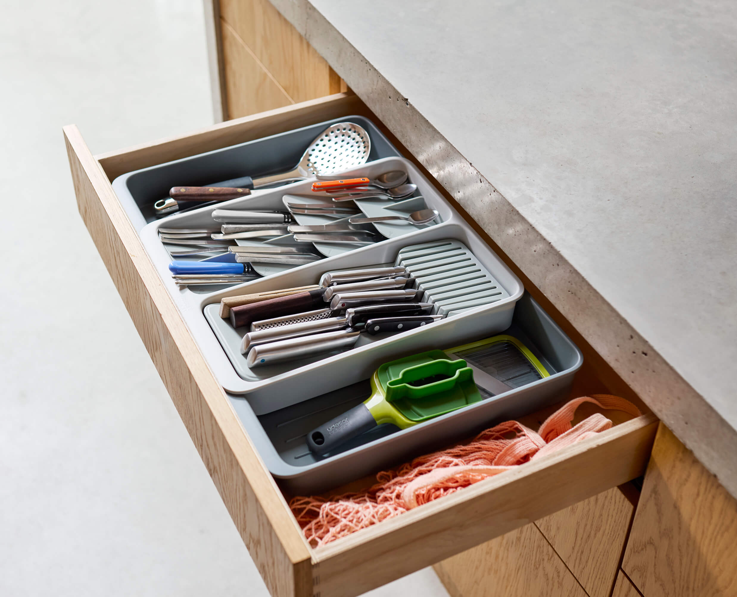 DrawerStore Expanding Tiered Cutlery. Utensil. Gadget & Knife Organizer - Image 2