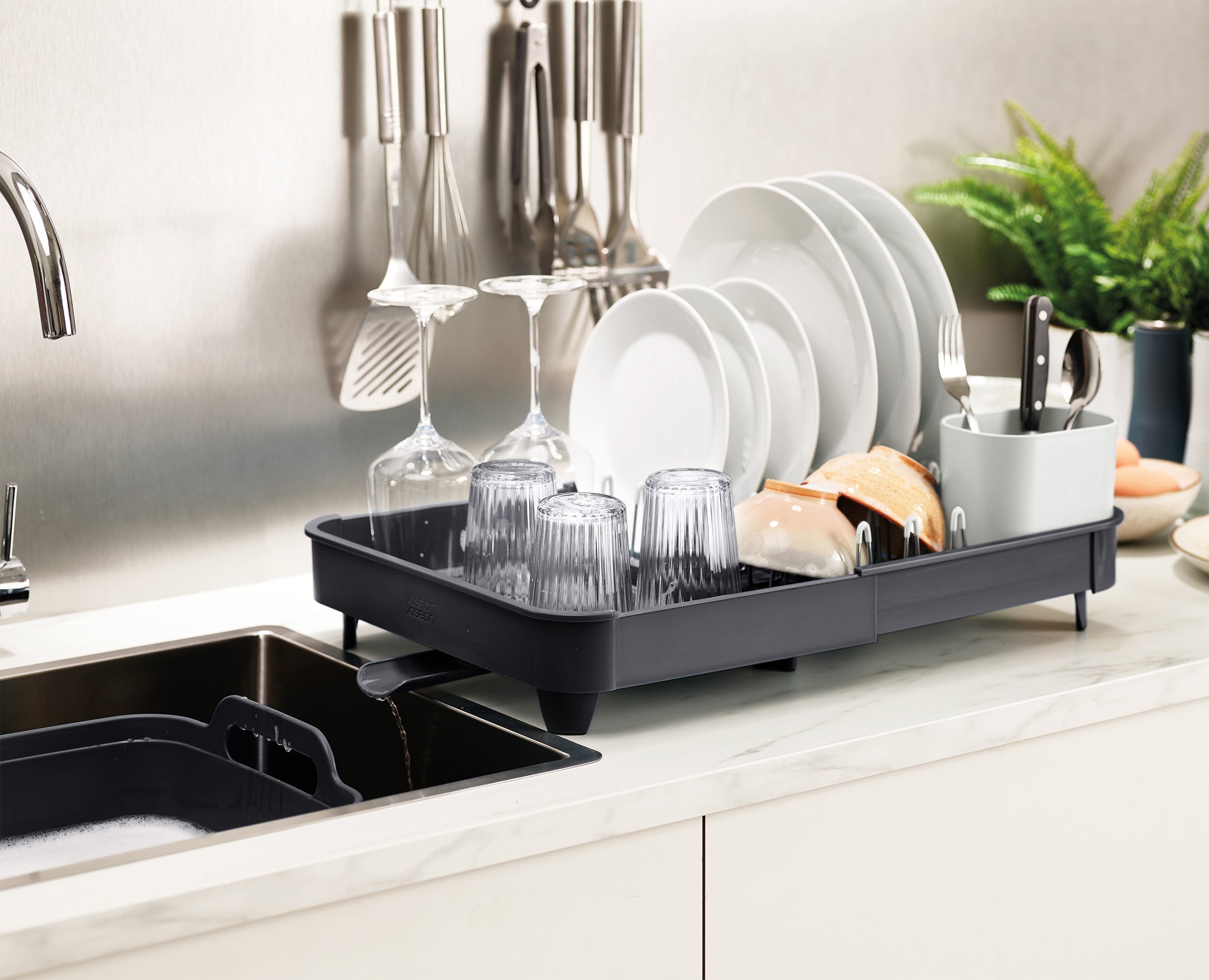 3-piece Gray Drainer. Washing-up Bowl & Brush Set - Image 6
