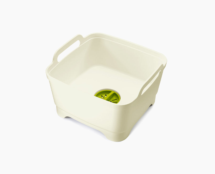 Wash&Drain White Green Washing Up Bowl