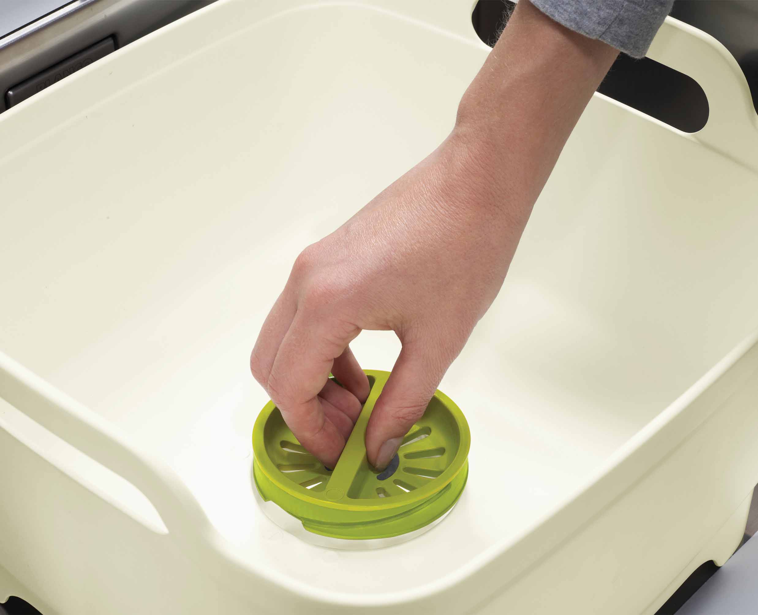 Wash&Drain White Green Washing Up Bowl - Image 5