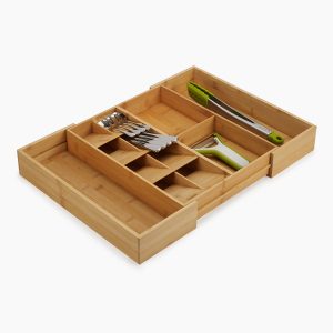 DrawerStore Bamboo Expanding Cutlery. Utensil & Gadgets Organizer