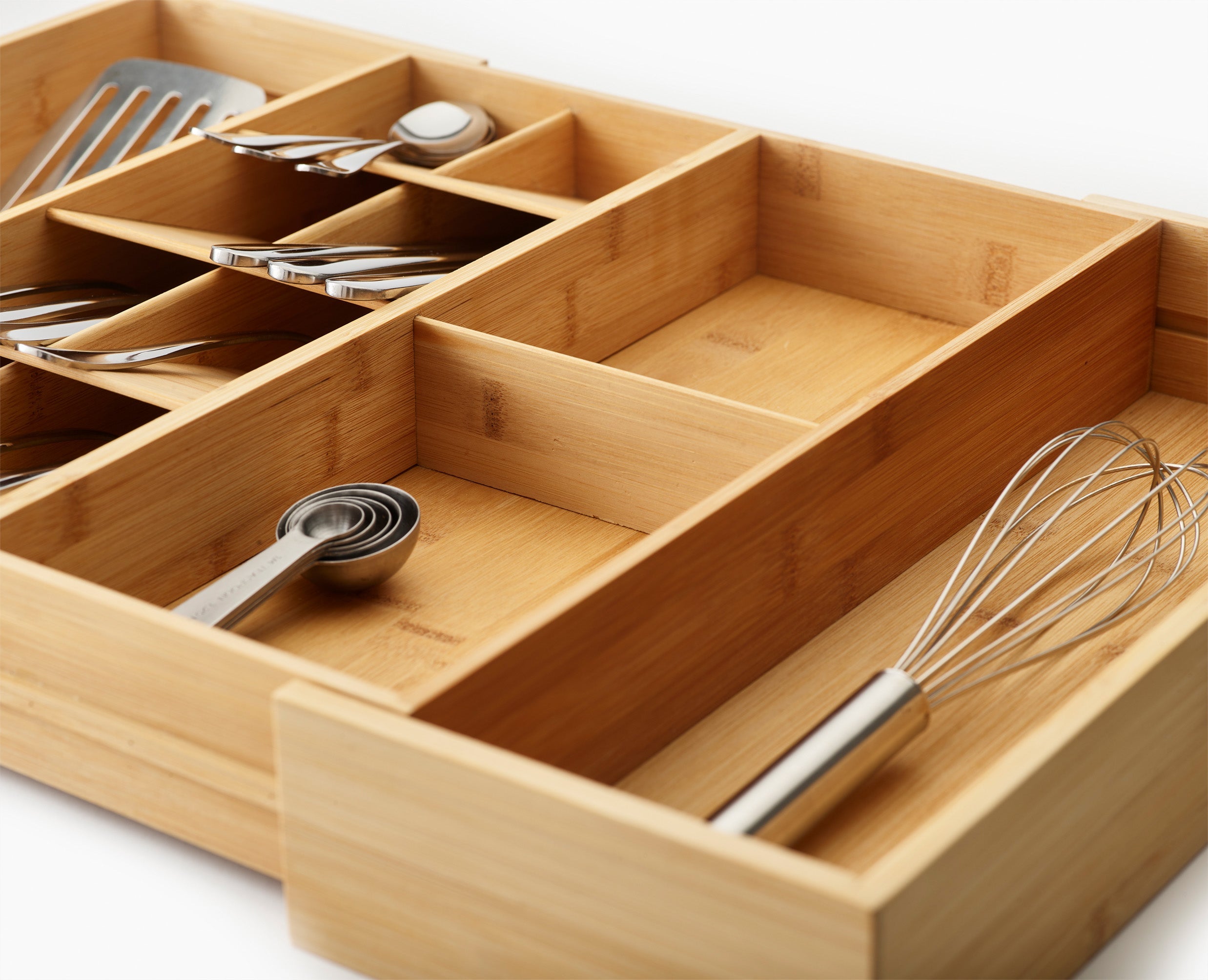 DrawerStore Bamboo Expanding Cutlery. Utensil & Gadgets Organizer - Image 4