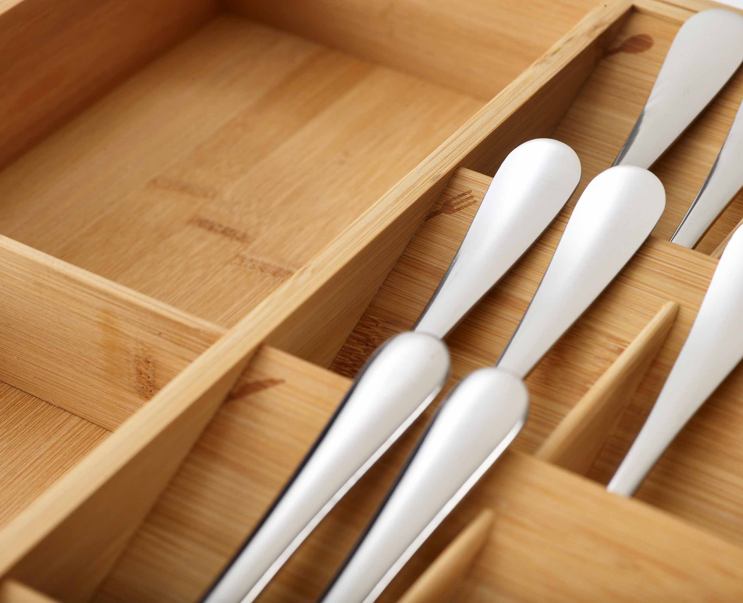 DrawerStore Bamboo Expanding Cutlery. Utensil & Gadgets Organizer - Image 7
