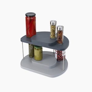 CupboardStore  2-tier Gray Rotating Organizer
