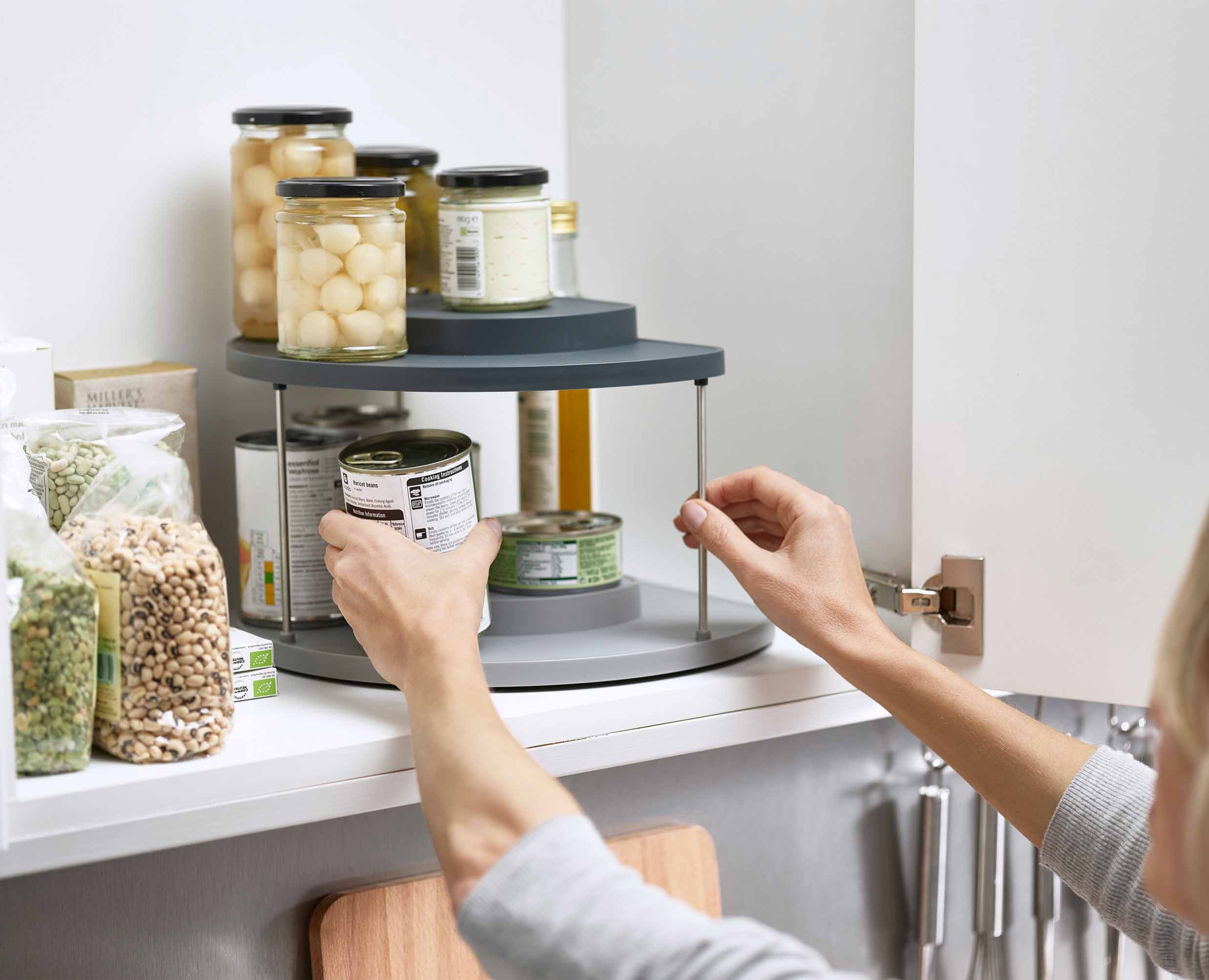 CupboardStore 2-tier Gray Rotating Organizer - Image 3