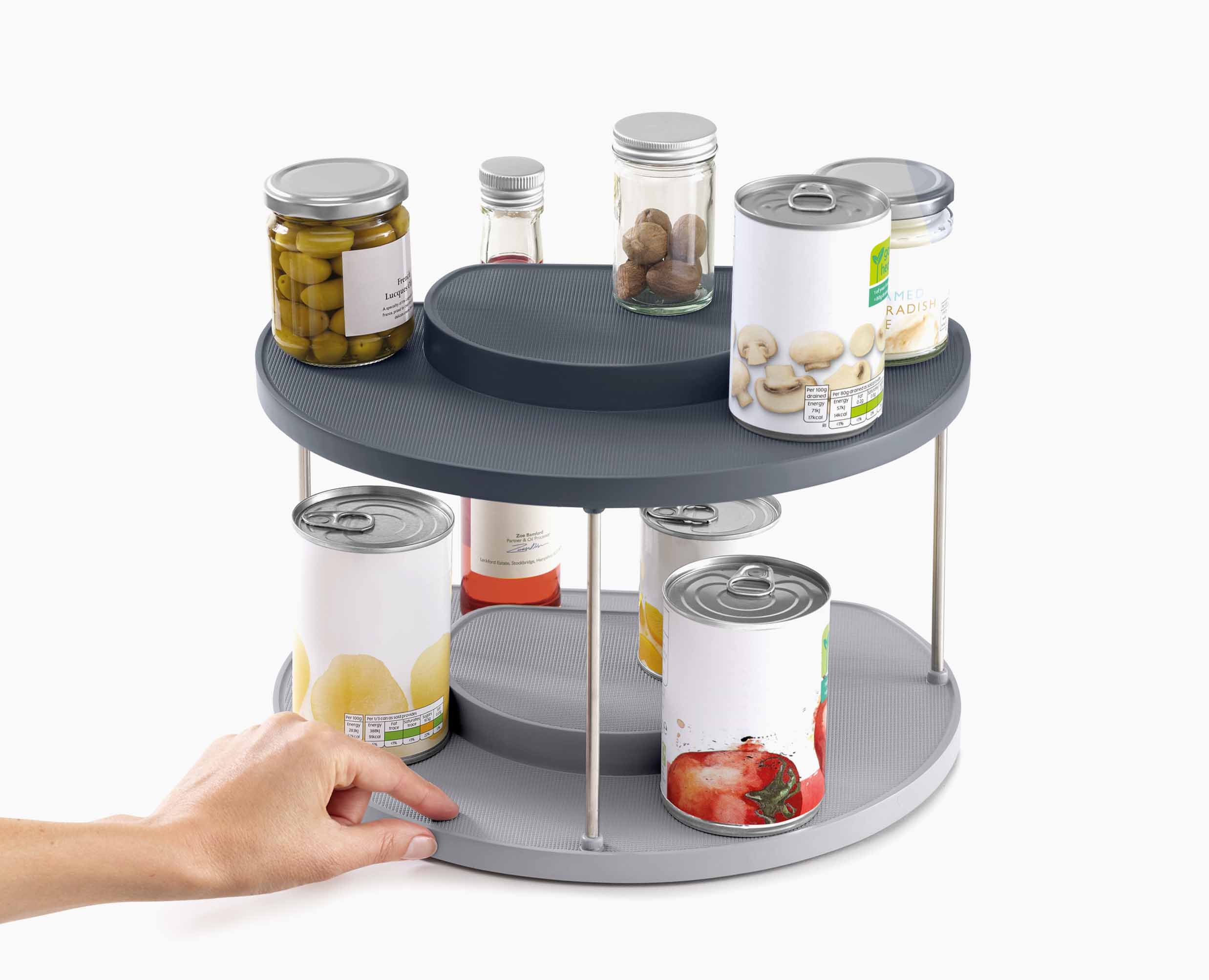 CupboardStore 2-tier Gray Rotating Organizer - Image 5