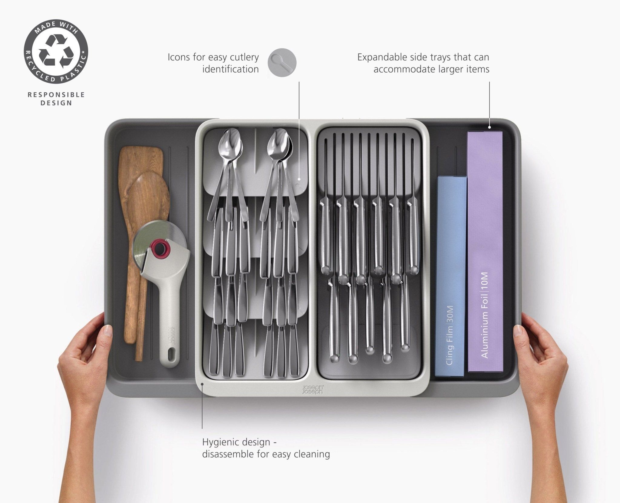 DrawerStore Expanding Tiered Cutlery. Utensil. Gadget & Knife Organizer - Image 6
