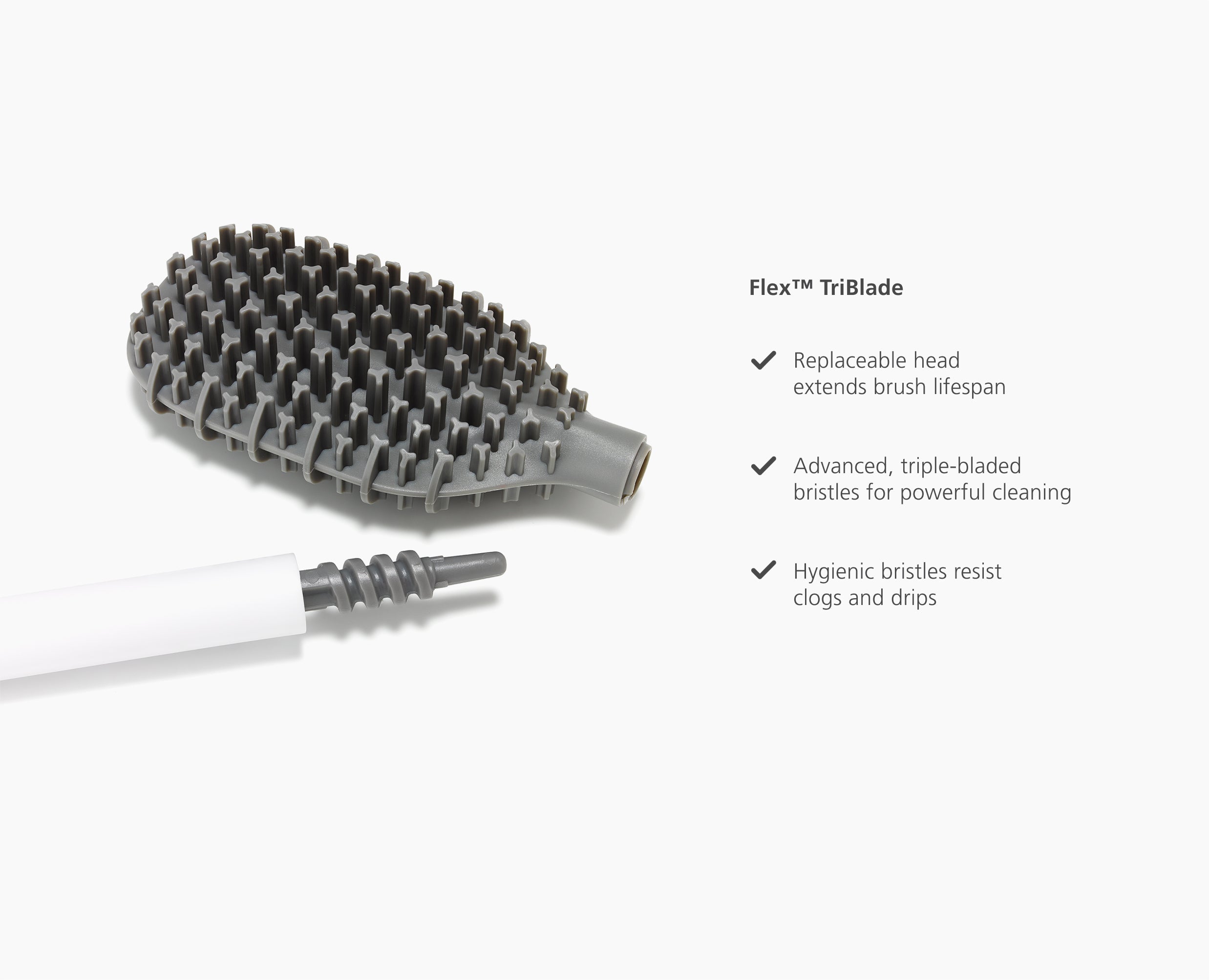 Flex TriBlade Pack of 2 Gray Replacement Toilet Brush Heads - Image 4