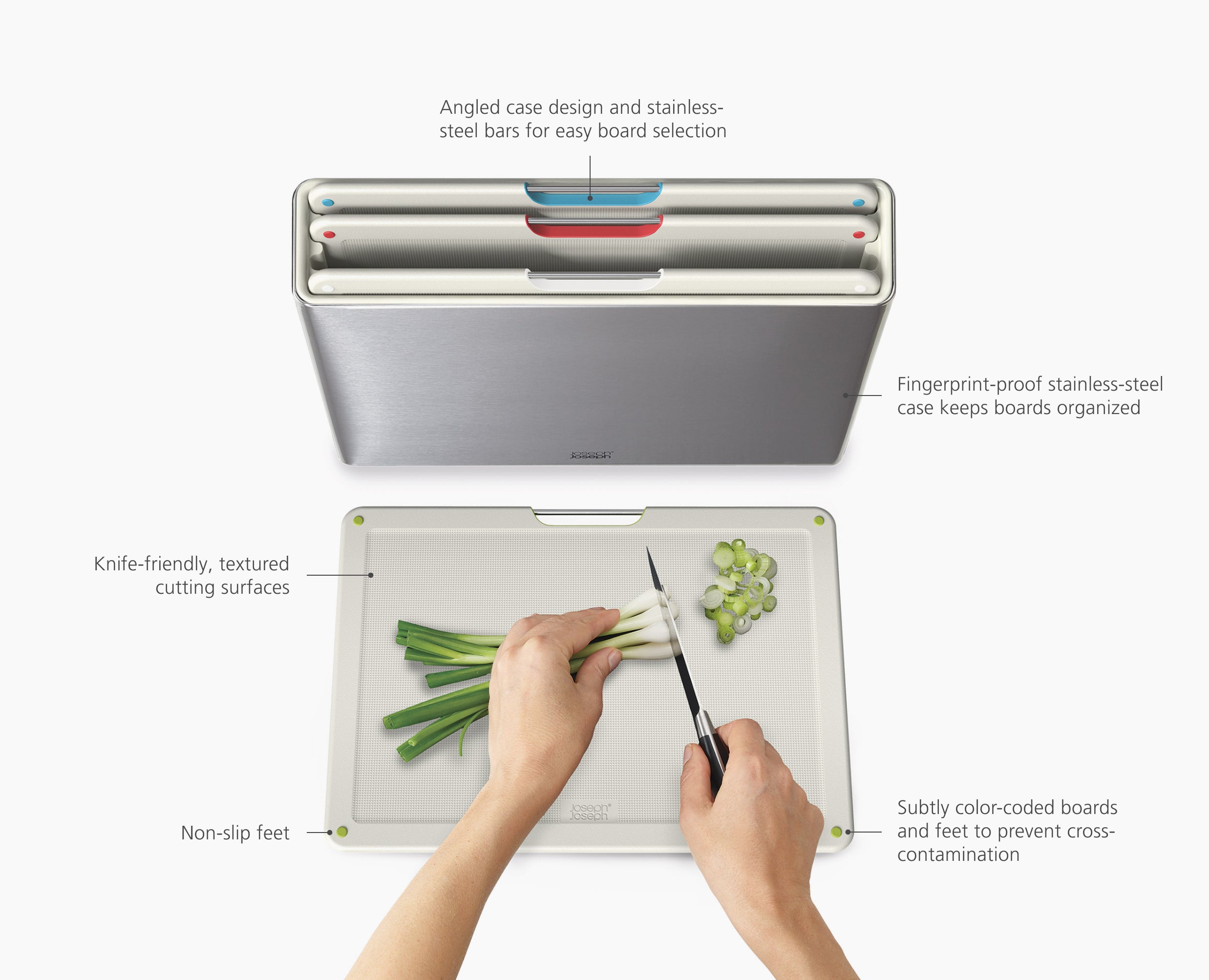 Folio Steel 4-piece Stone Cutting Board Set With Stainless-Steel Case - Image 6