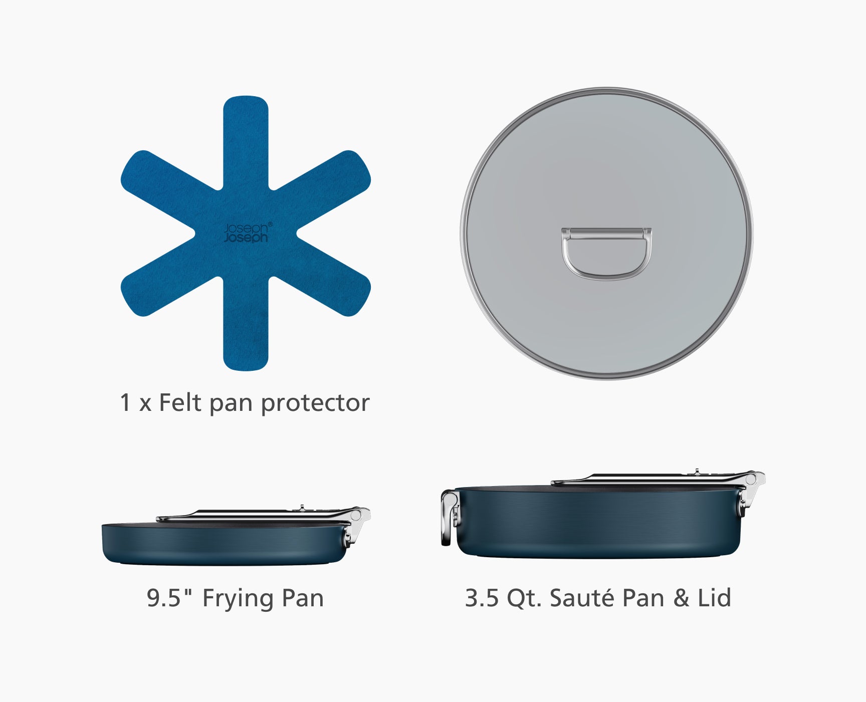 Space Folding Handle Ceramic Non-stick 3-piece Blue Cookware Set - Image 7